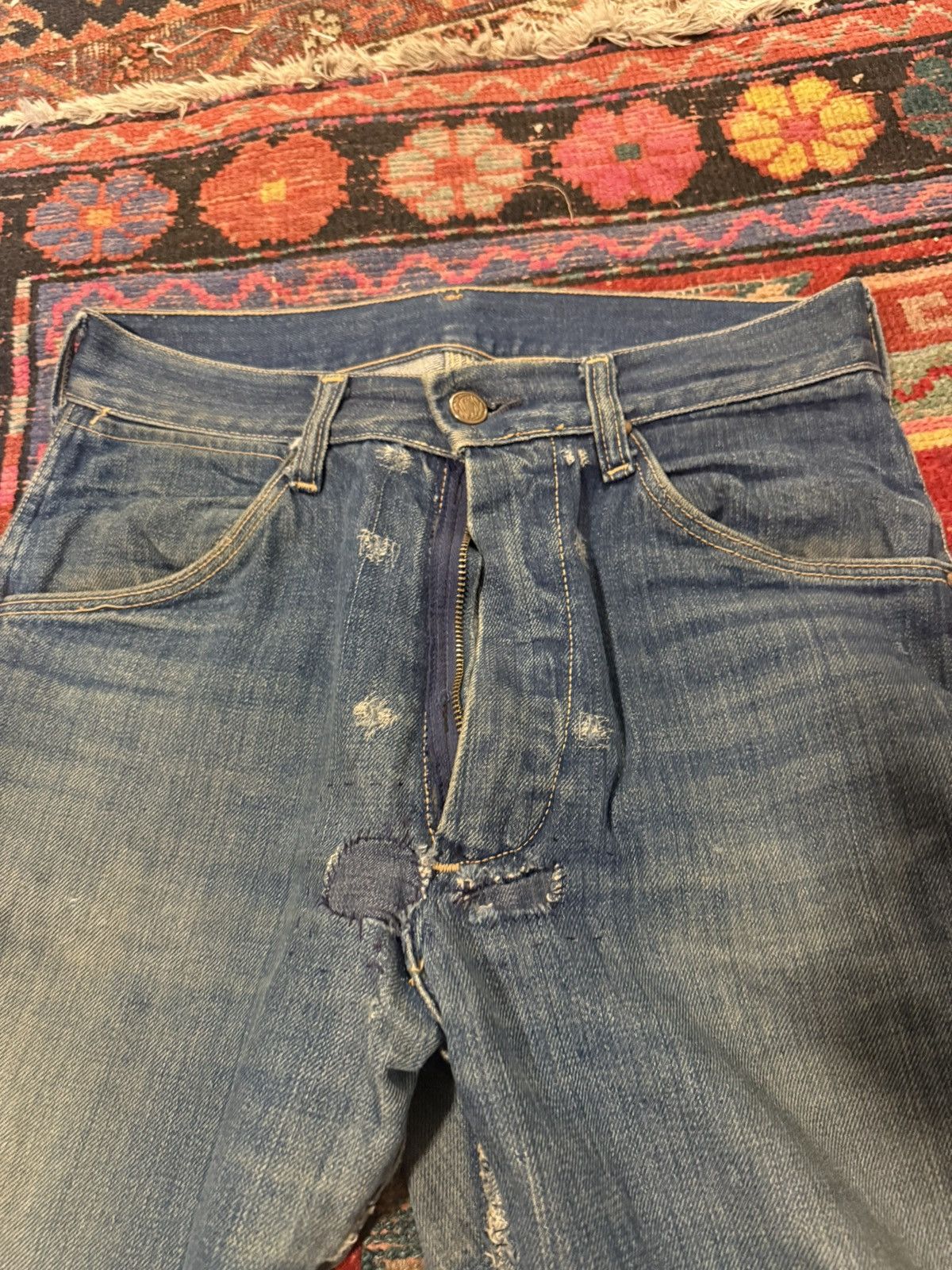 Vintage 1950s saddle king 5 pocket jeans Size US 29 - 3 Thumbnail