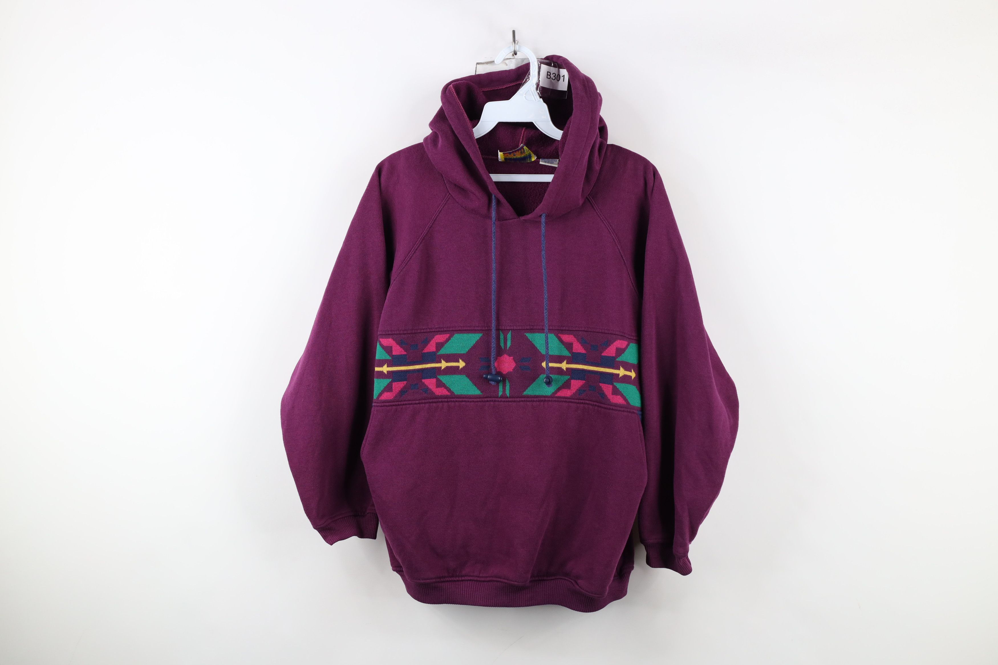 Vintage Vintage 90s Streetwear Southwestern Hoodie Sweatshirt Size M / US 6-8 / IT 42-44 - 1 Thumbnail