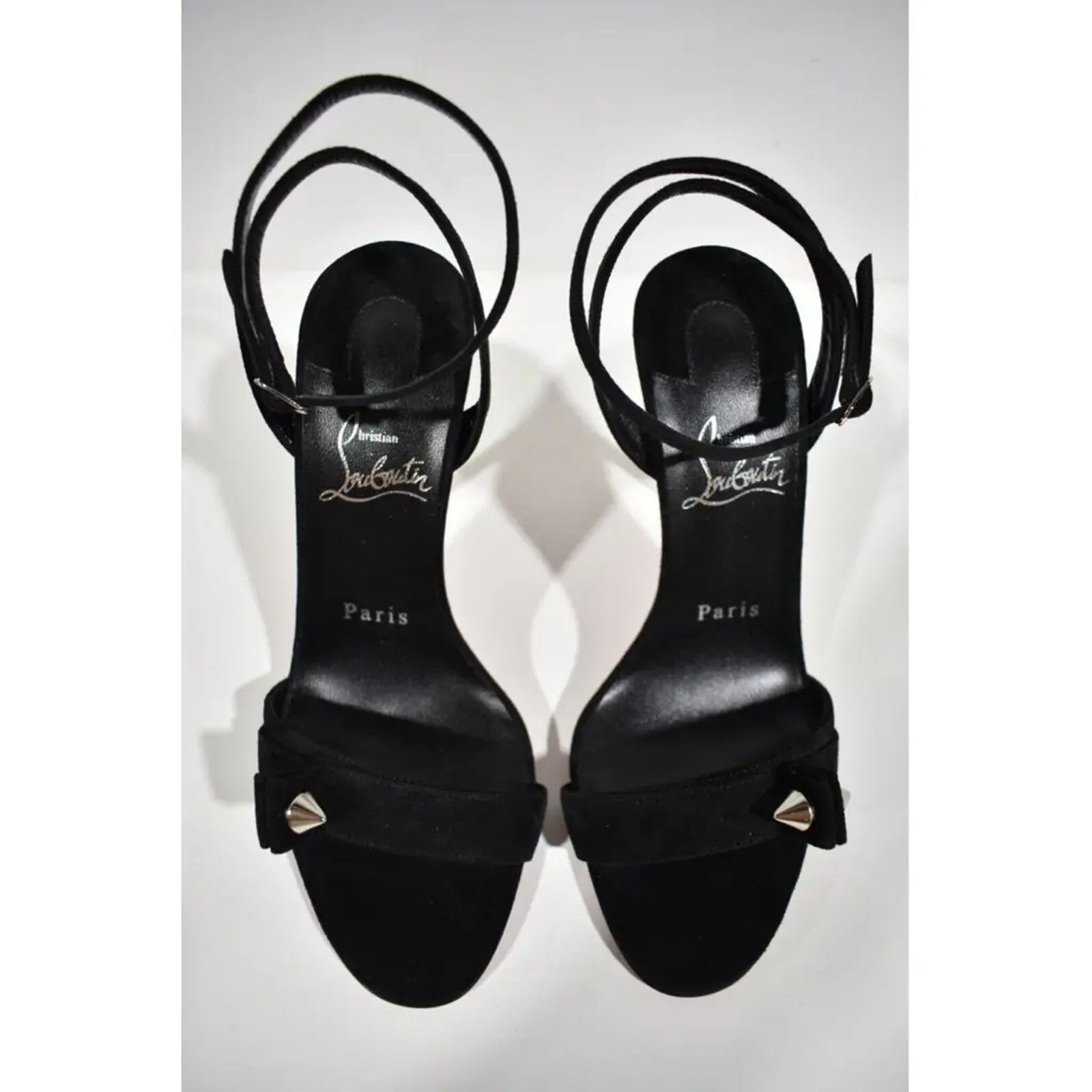 Christian Louboutin Umberta 100 Black Suede Ankle Strap Sandal Heel Pump 41 Size US 11 / IT 41 - 7 Thumbnail