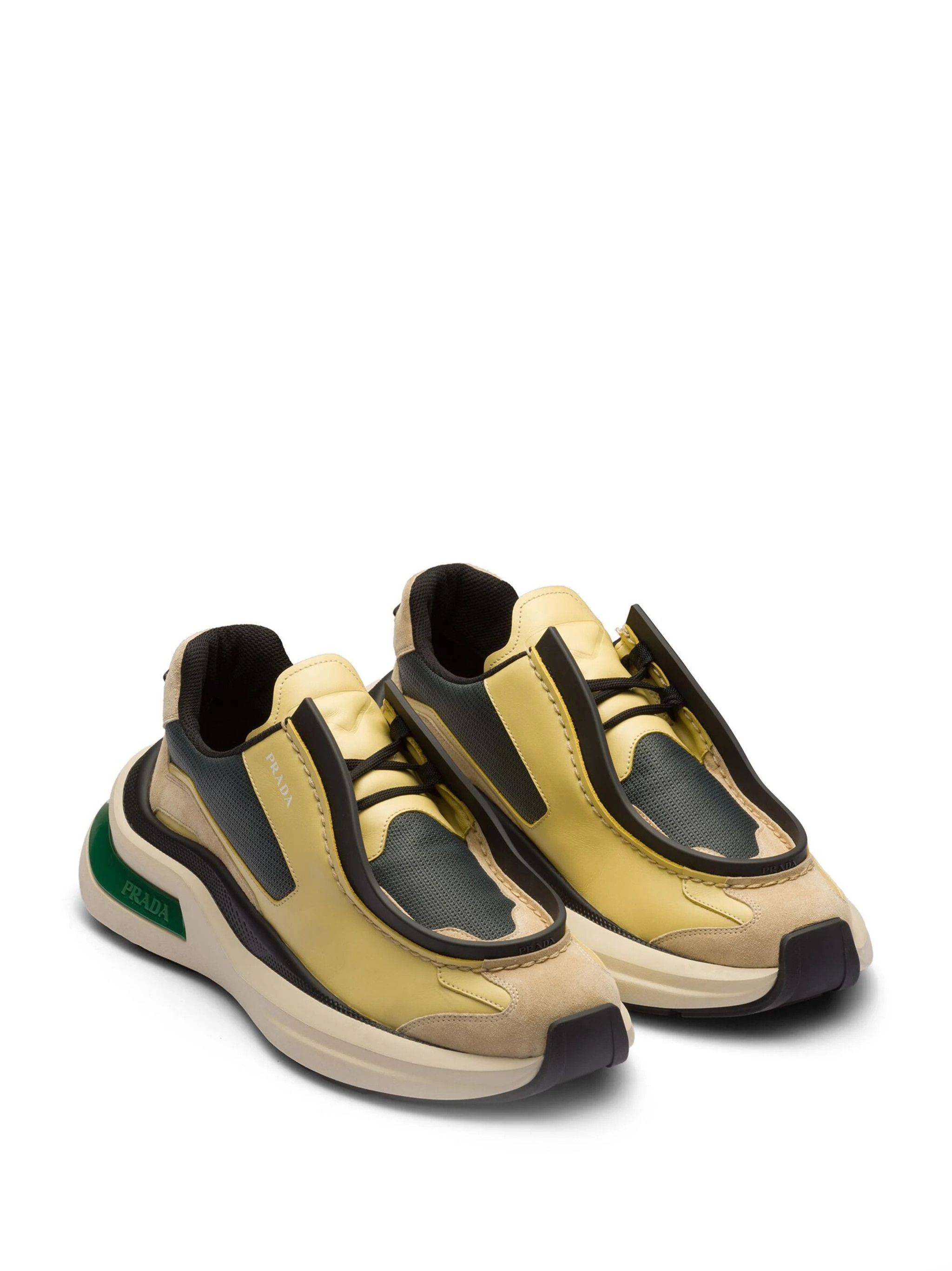 Prada o1mt1gz1024 Panelled Leather Chunky Sneakers in Multicolor Size US 8 / EU 41 - 2 Thumbnail