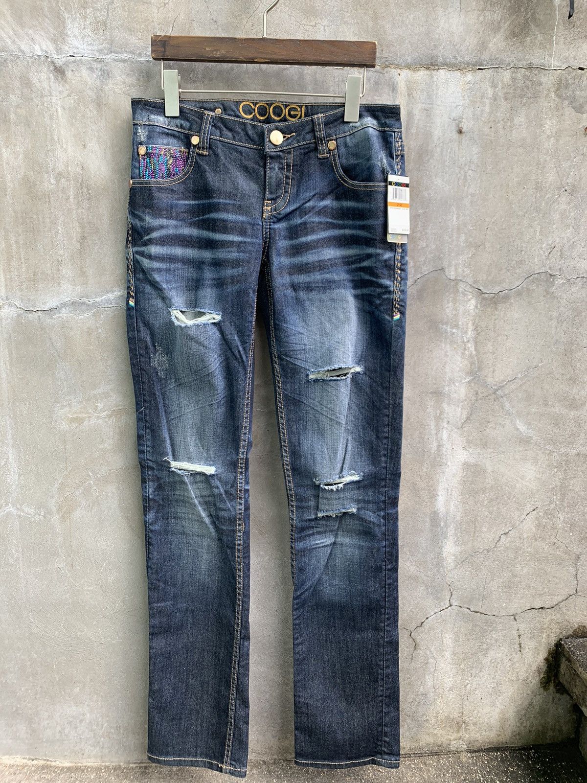 Coogi Rhinestone Logo Denim Jeans Size 28" / US 6 / IT 42 - 2 Thumbnail