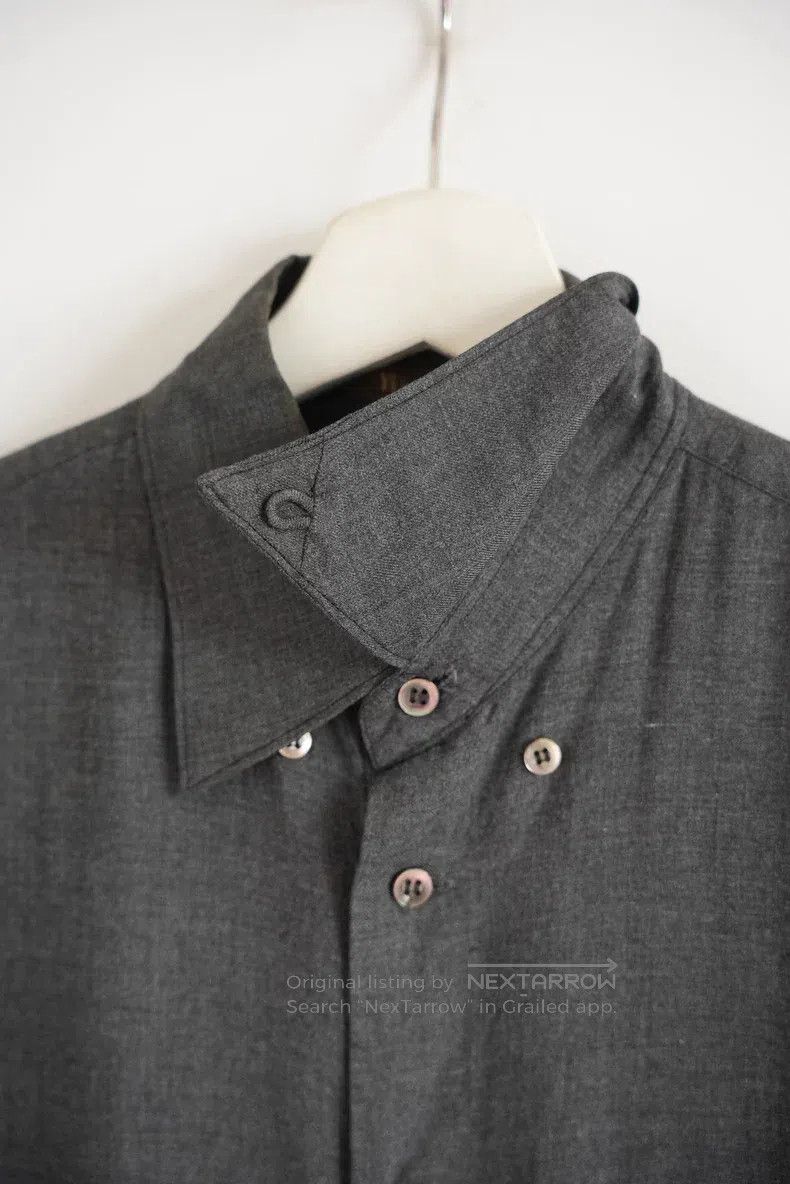 Yohji Yamamoto YOHJI YAMAMOTO Artificial Silk Collar Button Grey Shirt Size US M / EU 48-50 / 2 - 4 Thumbnail