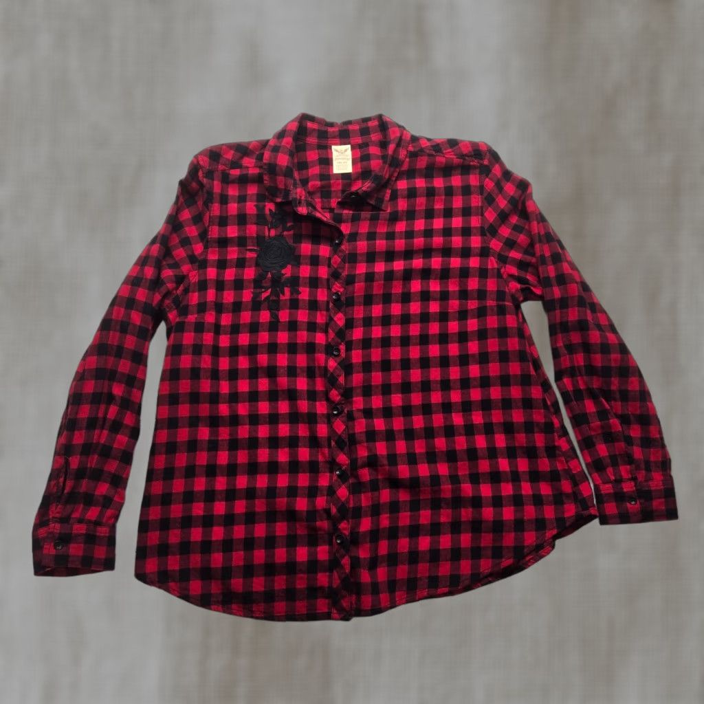 Faded Glory Faded Glory Shirt Button-Up Plaid Red Buffalo Collared Embroidered Chest Pocket 2XL Size XXL / US 16-18 / IT 52-54 - 1 Thumbnail