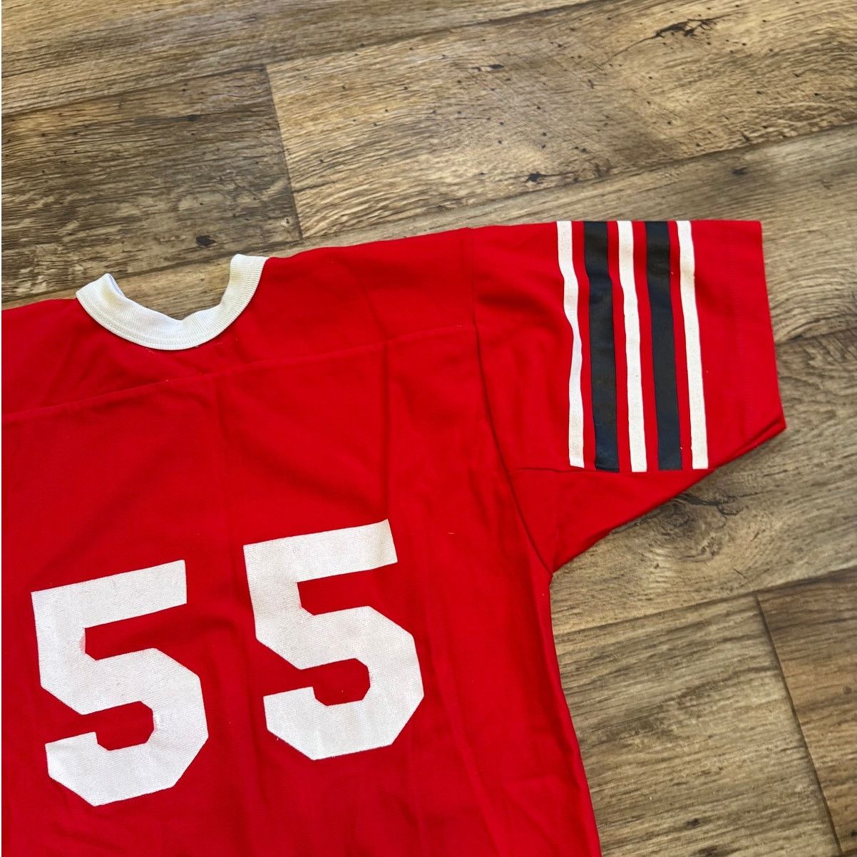 Vintage Vintage 80s Red #55 All Nylon High School Jersey Size US M / EU 48-50 / 2 - 7 Thumbnail