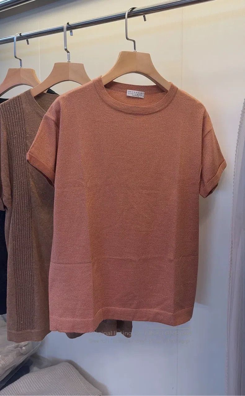 Brunello Cucinelli Brunello Cucinelli Shiny Cashmere Silk T-Shirt Size S / US 4 / IT 40 - 5 Thumbnail