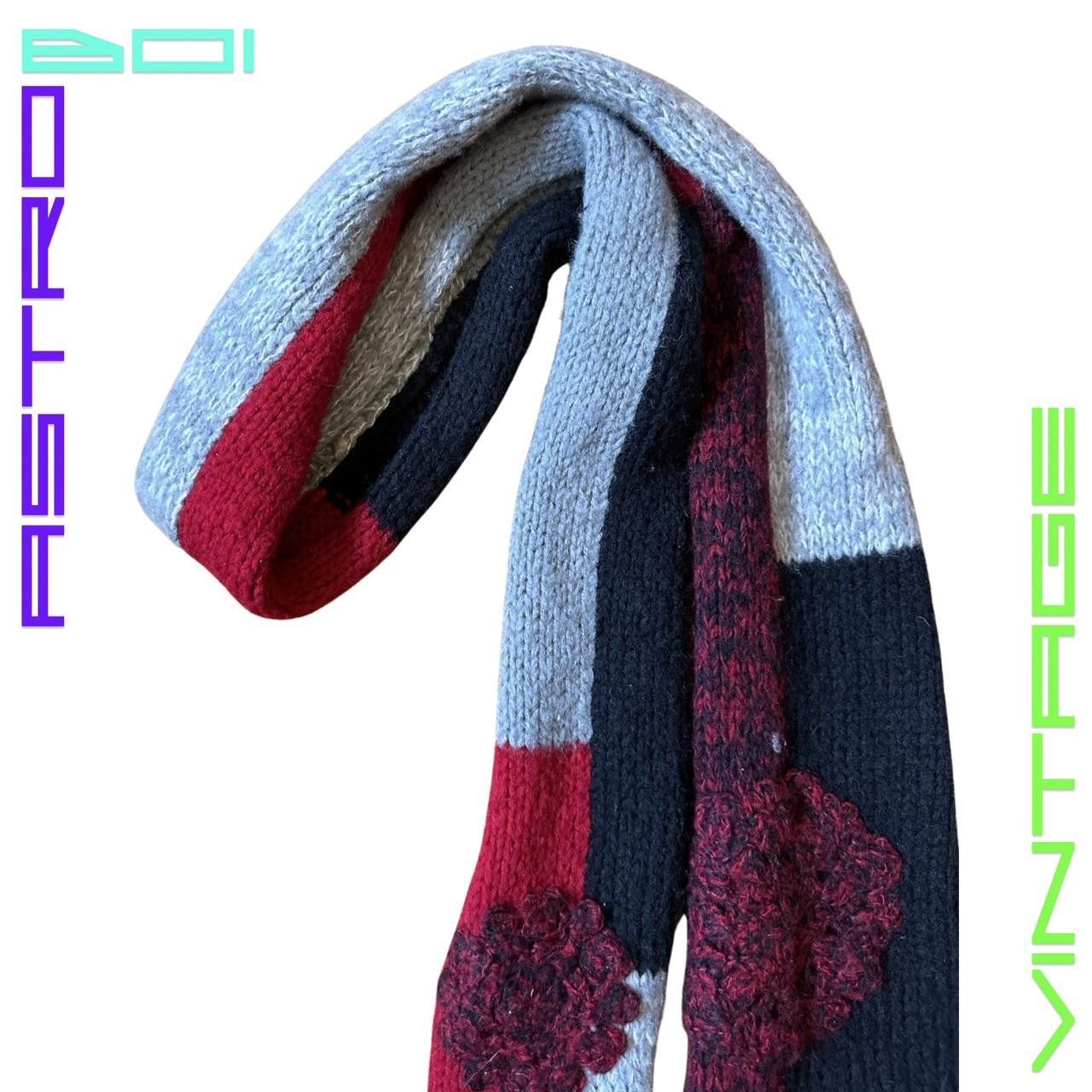 Other Vintage Y2K Black/Red Geometric Knit Winter Scarf Size ONE SIZE - 6 Thumbnail