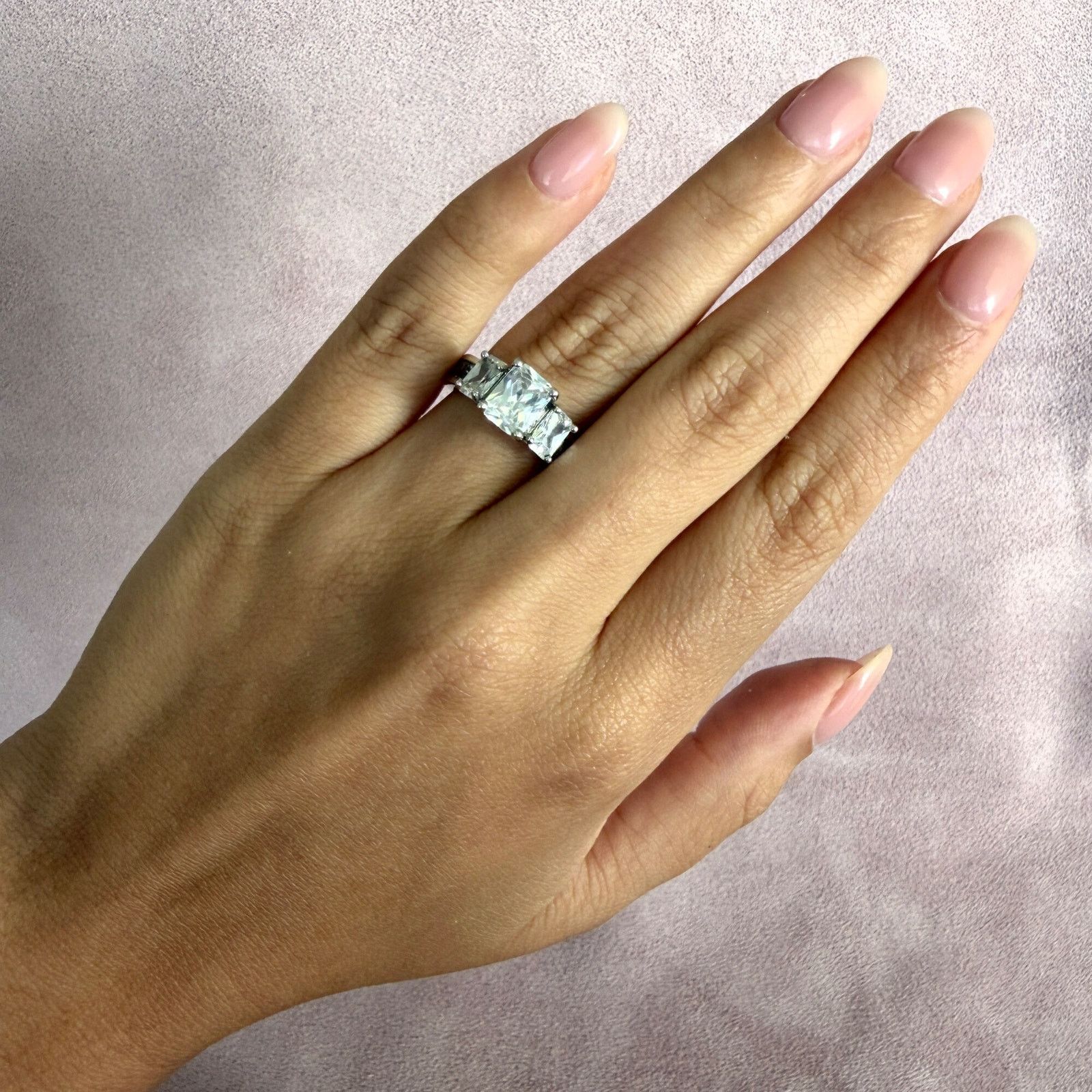 Sterling Silver sterling silver emerald-cut cz engagement ring size 7 Size ONE SIZE - 2 Thumbnail