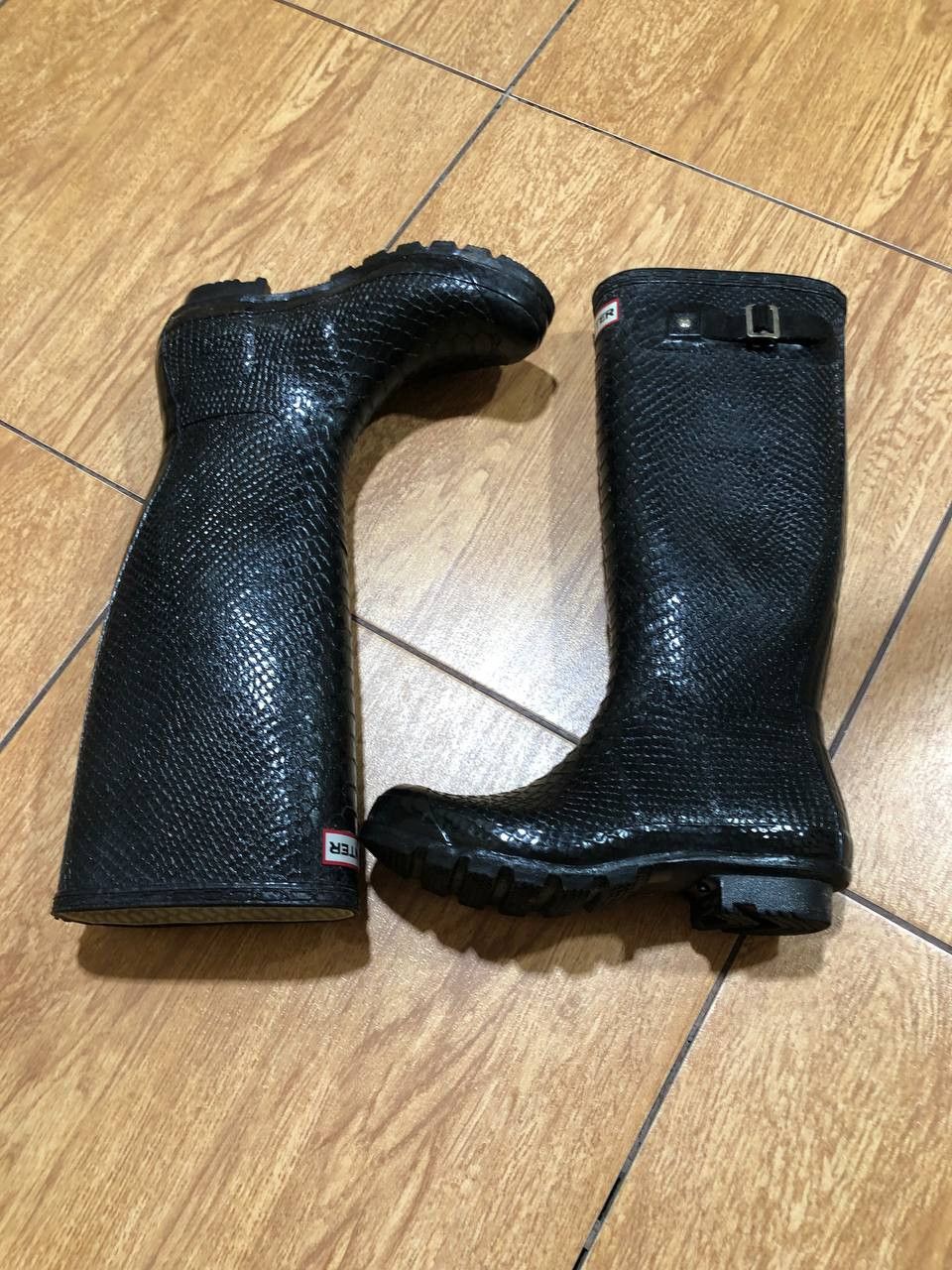 Hunter Vintage Boots black Hunter logo Y2K streetwear Size US 5.5 / EU 38 - 22 Thumbnail