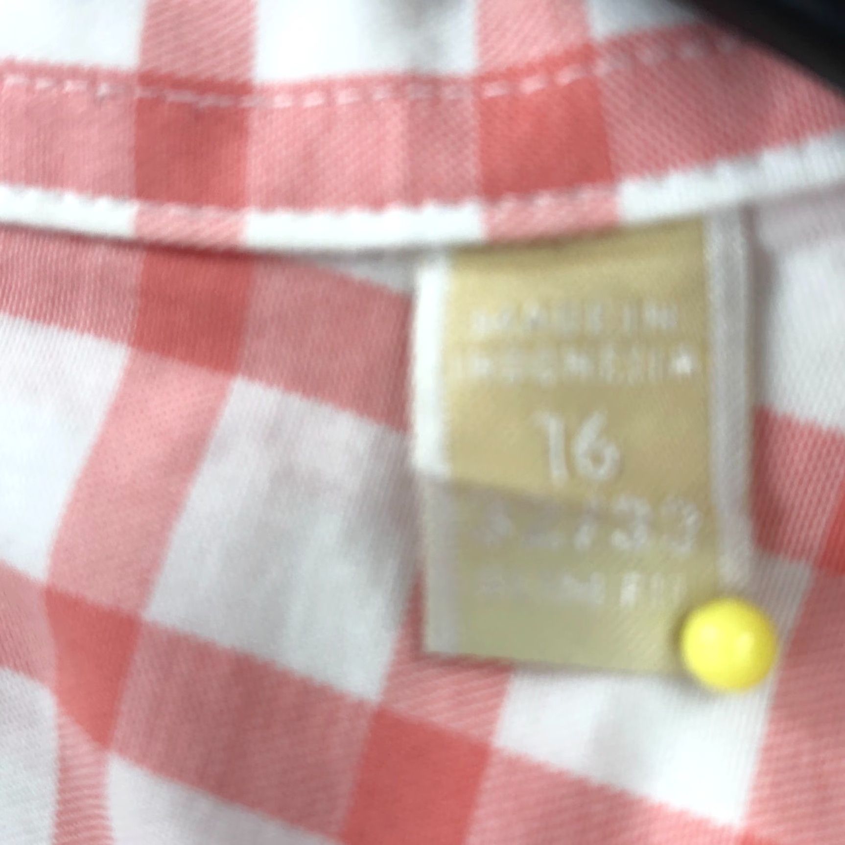 Michael Kors Michael Kors Mens Button-Up Shirt 16 Coral White Long Sleeve Collared Check Pattern Cotton Blend Casual Classic Mens Size US L / EU 52-54 / 3 - 4 Thumbnail