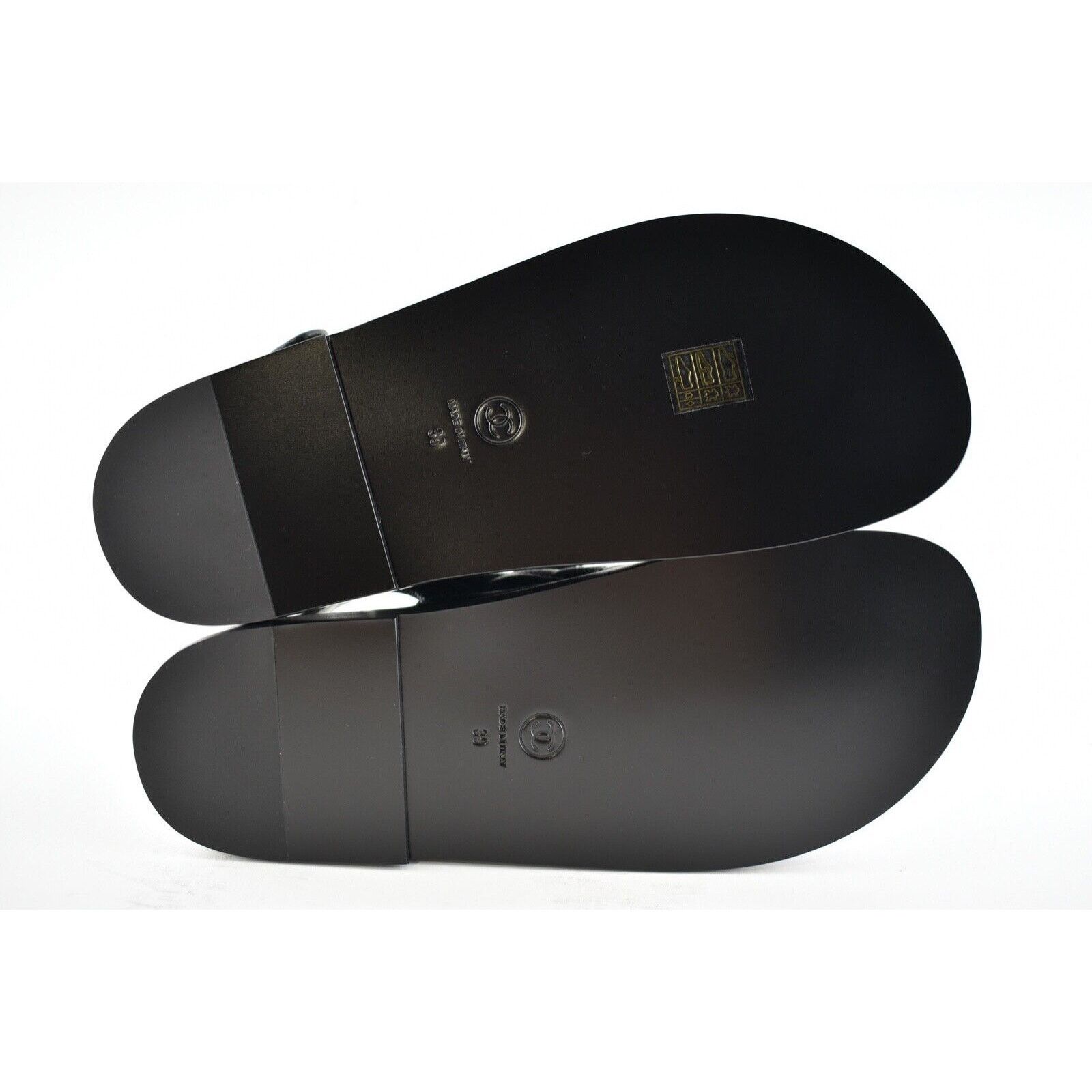 Chanel Chanel 21C Black Caviar Gold CC Logo Mule Slide Strap Flat Size US 9 / IT 39 - 12 Thumbnail