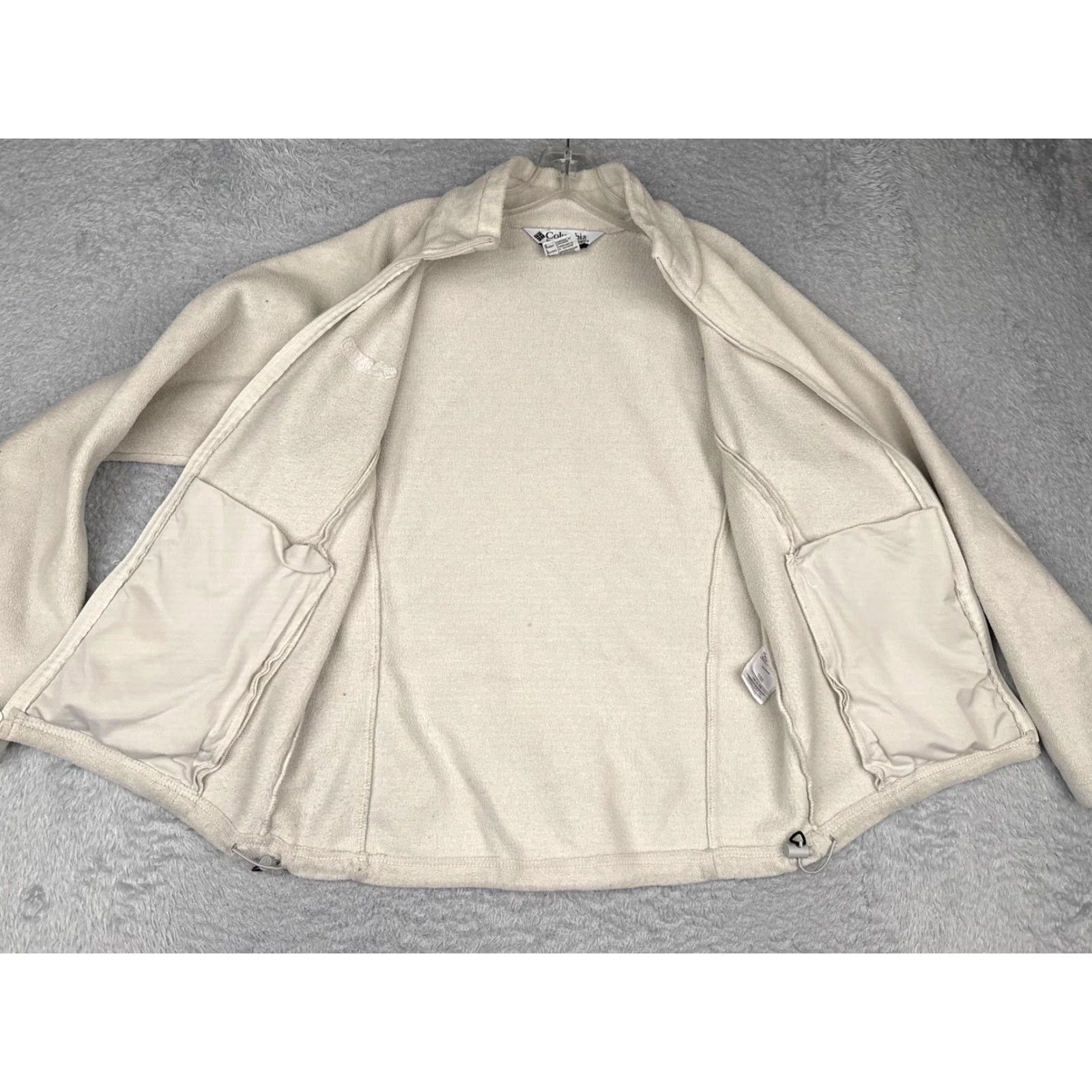 Vintage Columbia Womens Jacket Fleece Full Zip Outdoor Winter All Seasons White Long Sleeve Zip Pockets Regular Logo Mock Neck Historical Outdoor Theme 90s? Size L / US 10 / IT 46 - 2 Thumbnail