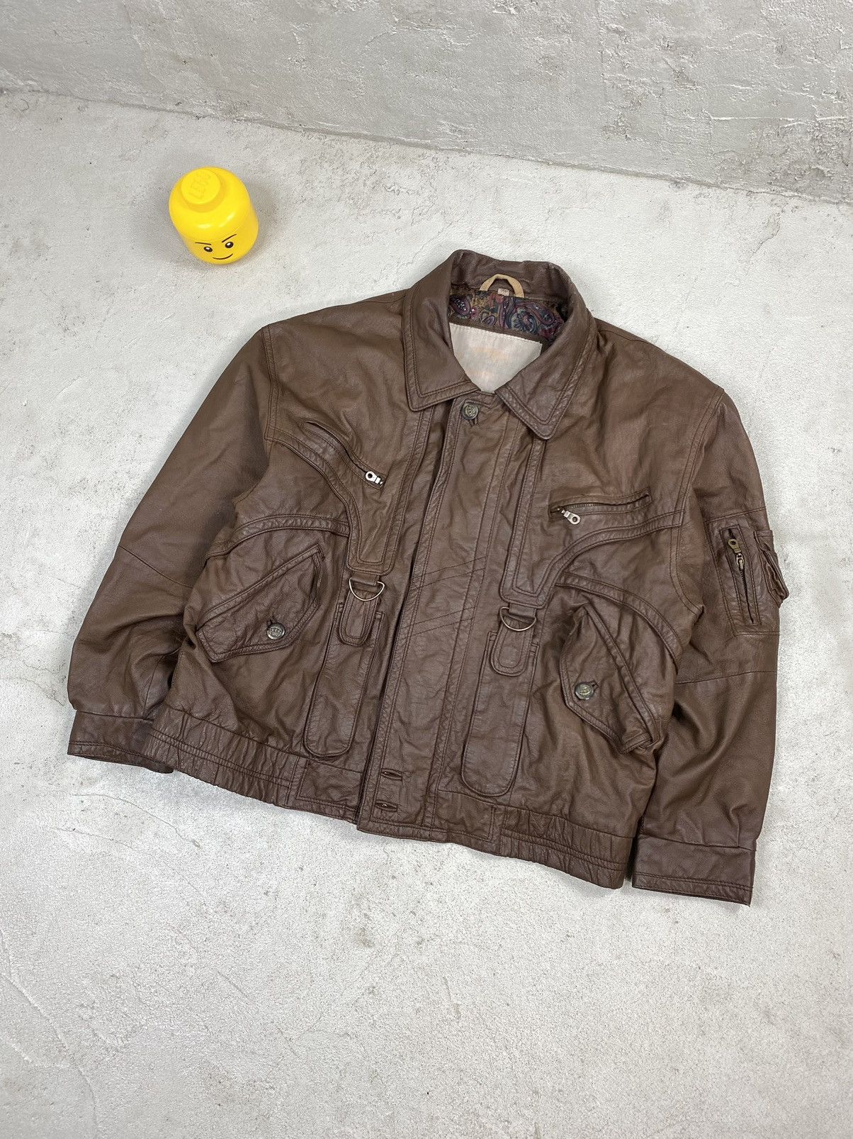 Vintage Real leather jacket vintage brown faded washed archive Size US L / EU 52-54 / 3 - 2 Thumbnail