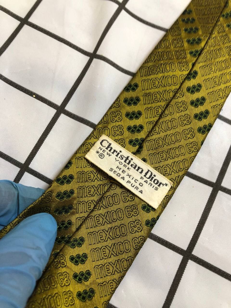 Christian Dior Monsieur CHRISTIAN DIOR Mens Tie Gold Blue Monogram Size ONE SIZE - 5 Thumbnail