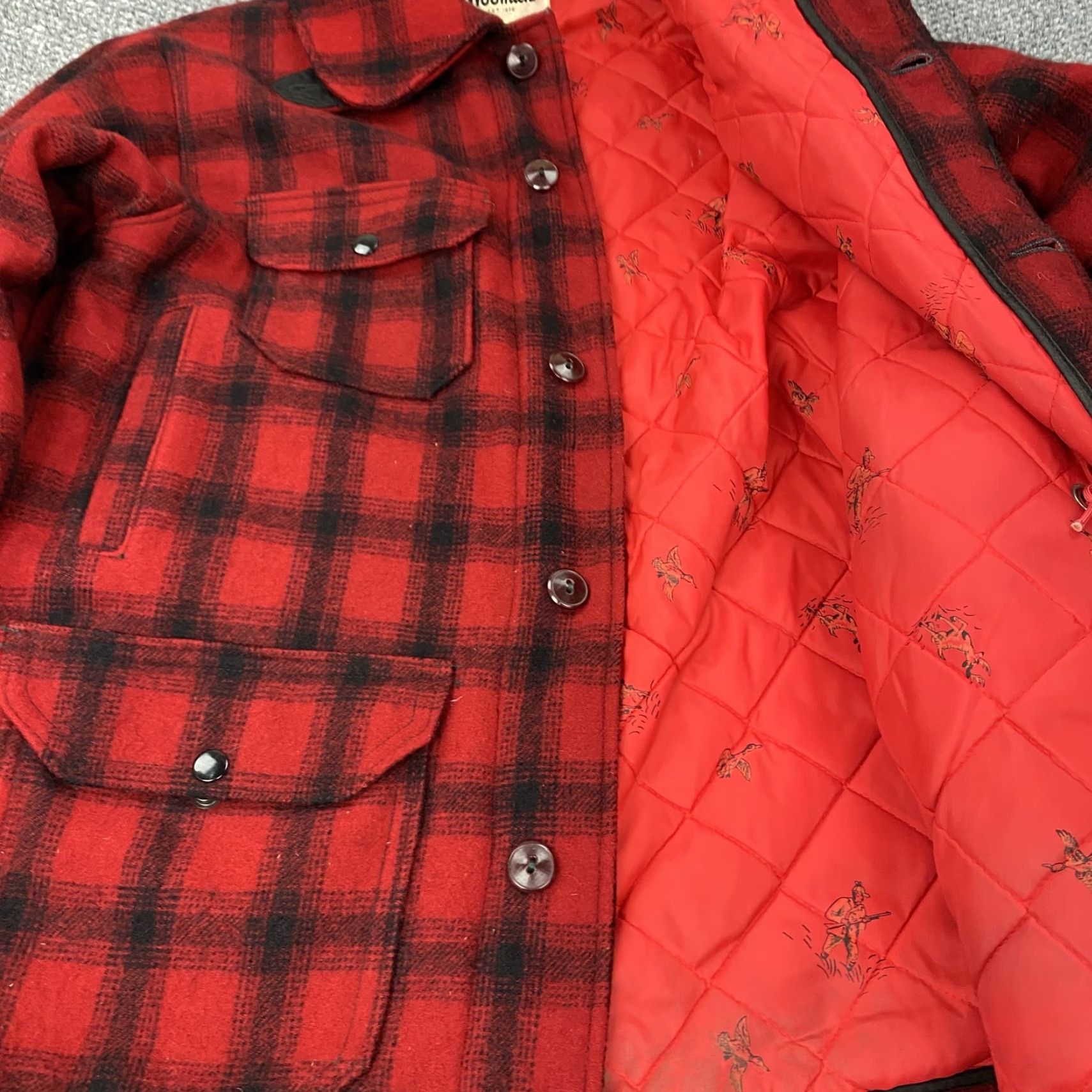 Vintage VINTAGE Woolrich Men's Jacket 40 Outdoor Hunting Quilted Lined Plaid Wool 80s Size US XXS / EU 40 - 7 Thumbnail