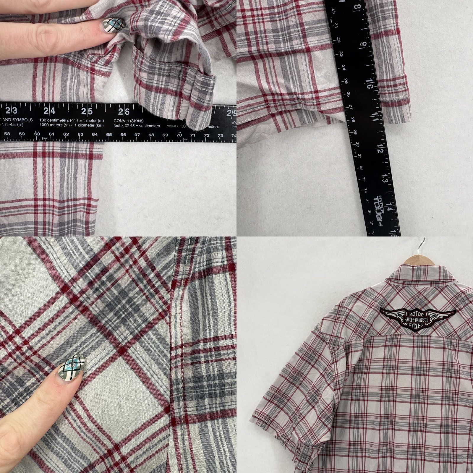Harley Davidson VINTAGE Harley-Davidson Shirt Mens XL Gray Red Plaid Short Sleeve Button Front Biker Y2K Size US XL / EU 56 / 4 - 8 Thumbnail