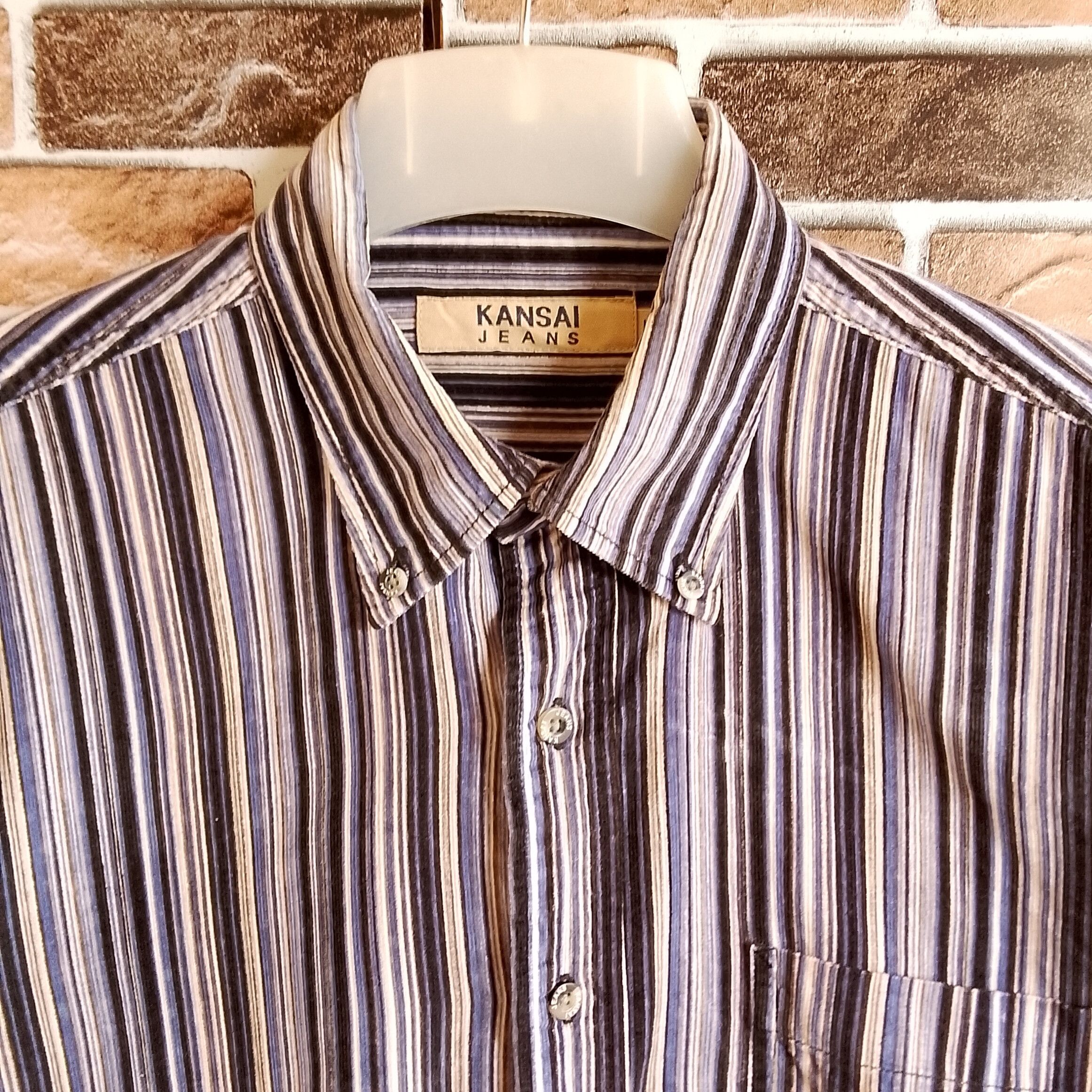 Kansai Yamamoto Multicolor Striped Corduroy Long Sleeve Shirt Size US M / EU 48-50 / 2 - 3 Thumbnail