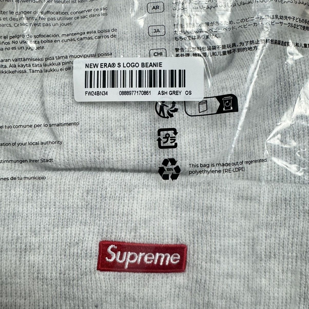 Hypebeast Supreme New Era S Logo Beanie Light Ash Grey FW24 DS Size ONE SIZE - 5 Thumbnail