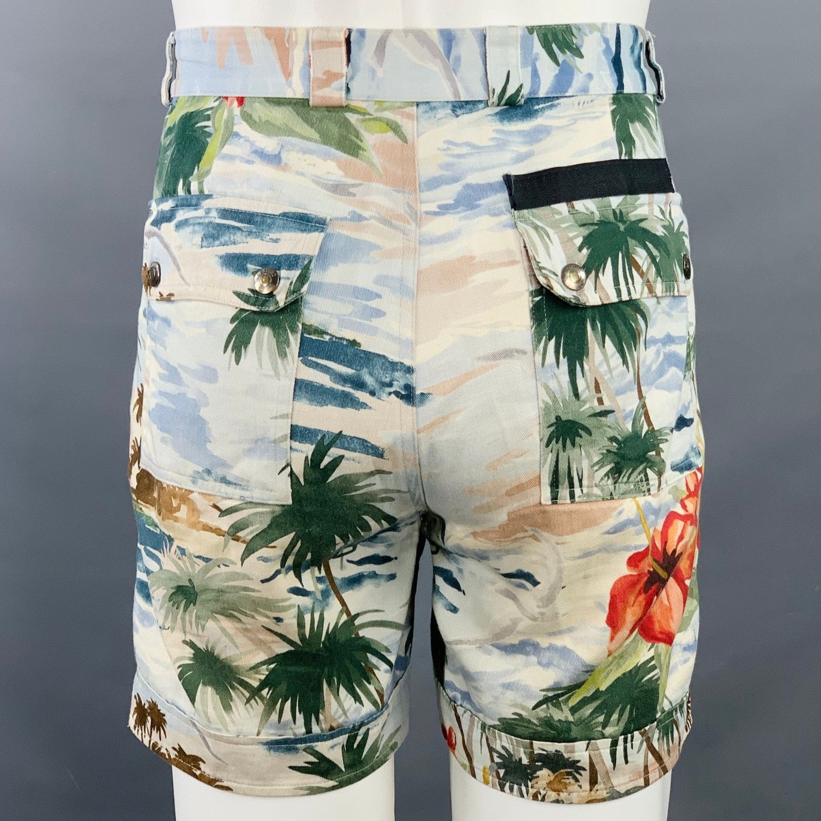 Valentino Multi Color Hawaiian Tropical Cotton Twill Zip Fly Shorts Size US 30 / EU 46 - 2 Thumbnail