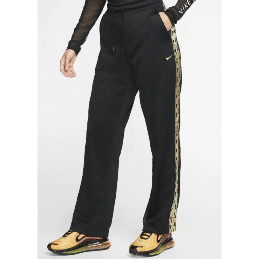 Nike Nike Women's Black & Gold Swoosh Athletic Sweatpants Joggers Size 40" / US 18 - 2 Thumbnail