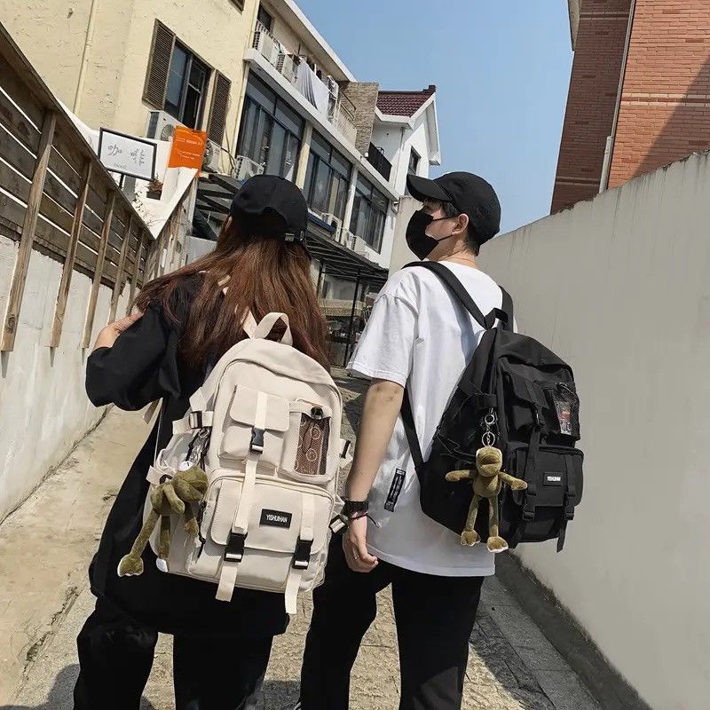 Japanese Brand School Backpack Black Nylon Bagpack Size ONE SIZE - 3 Thumbnail