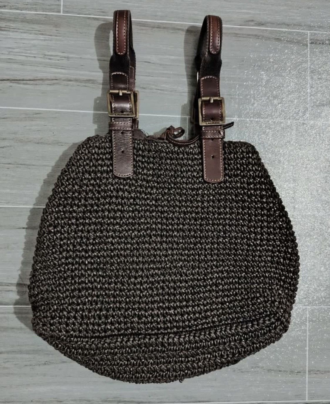 Lauren Ralph Lauren Vintage Brown Woven Tote Bag Size ONE SIZE - 2 Thumbnail