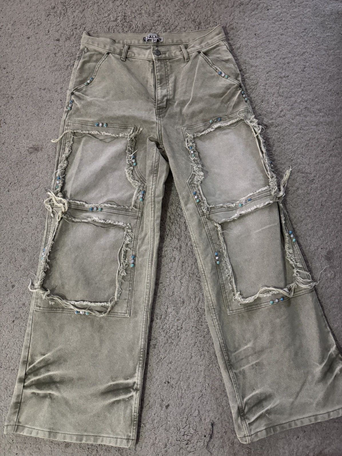 Vale Vale Distressed Aged Green Workwear Denim Size US 34 / EU 50 - 1 Thumbnail