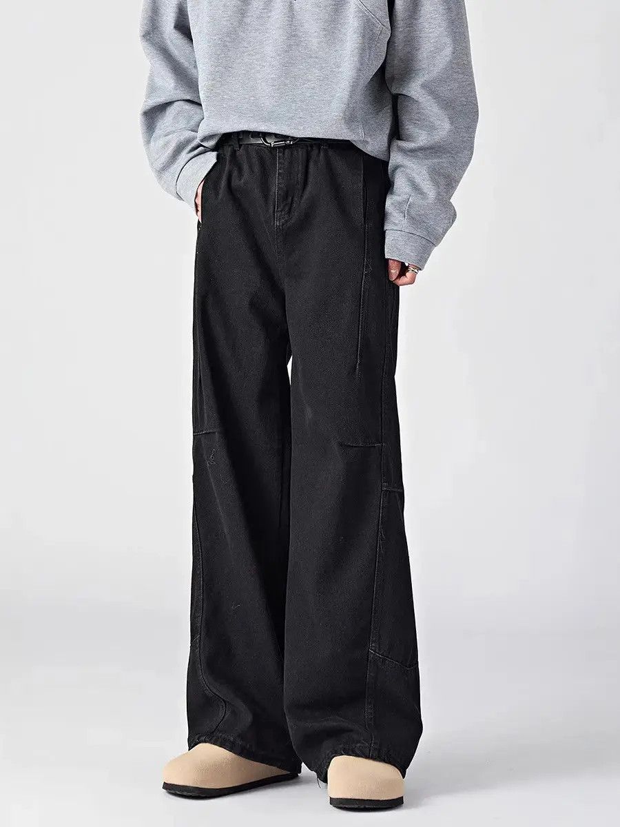 Retro loose casual patchwork jeans