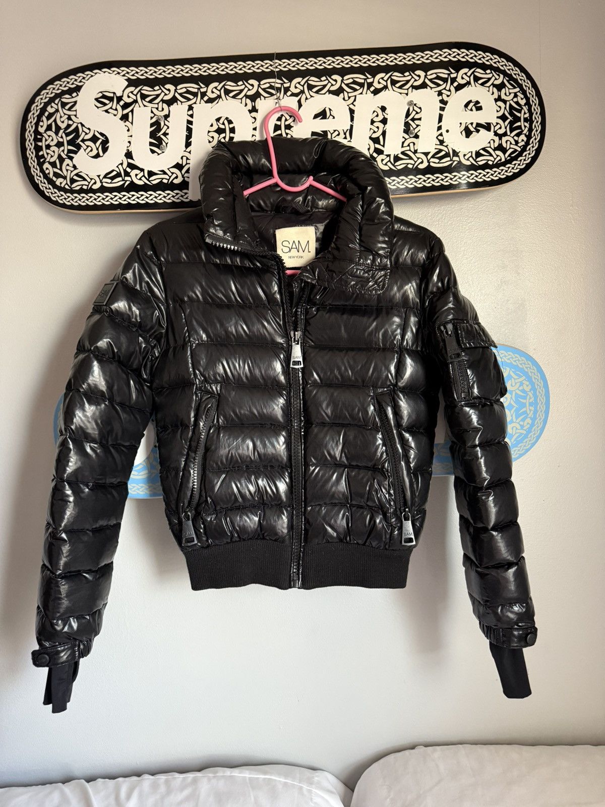 SAM. SAM New York Black Shiny Down Puffer Jacket Size XS / US 0-2 / IT 36-38 - 1 Thumbnail