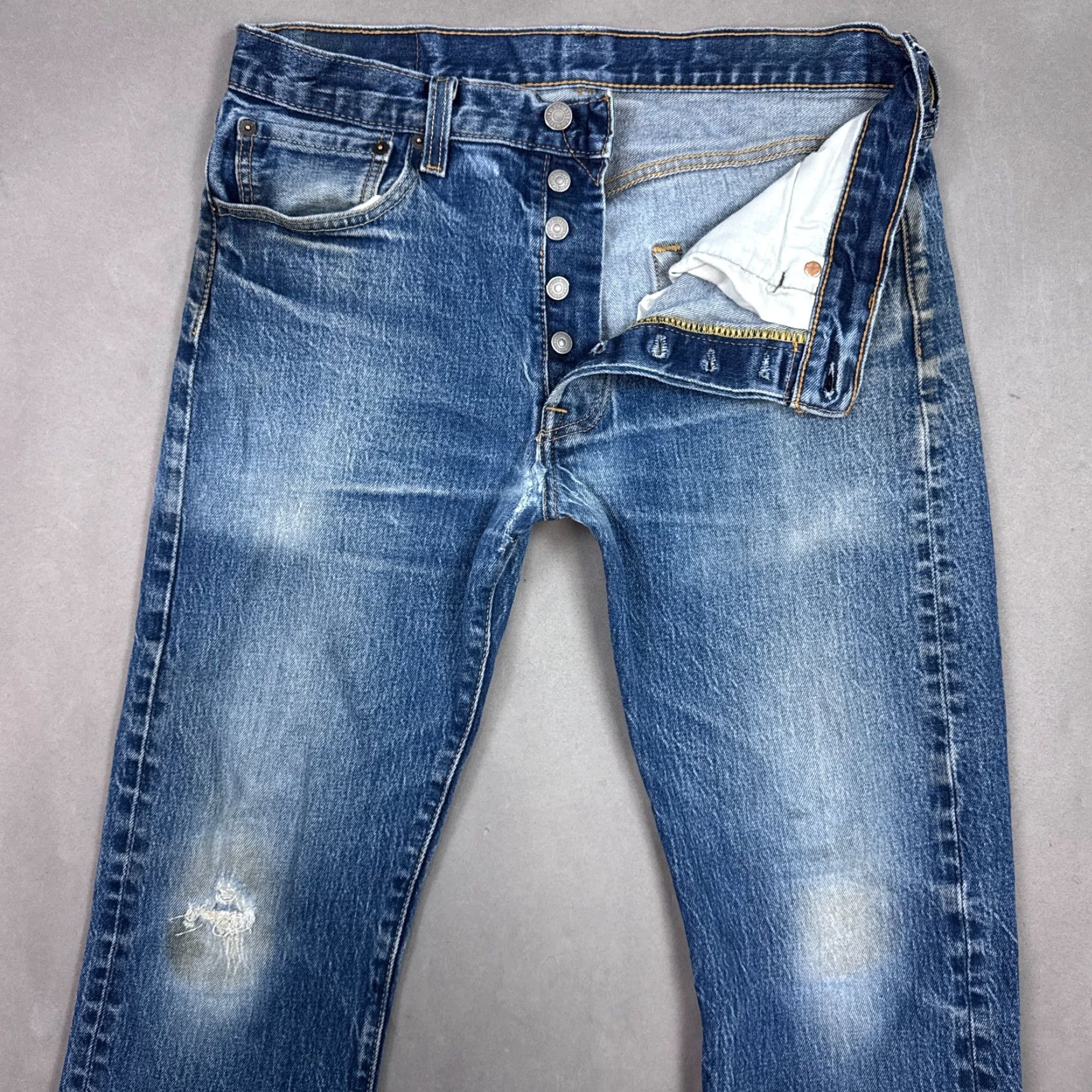 Levi's Levi's 501 Jeans Mens 33x30 Blue Pants Button Fly Work Denim Straight Regular Size US 33 - 2 Thumbnail
