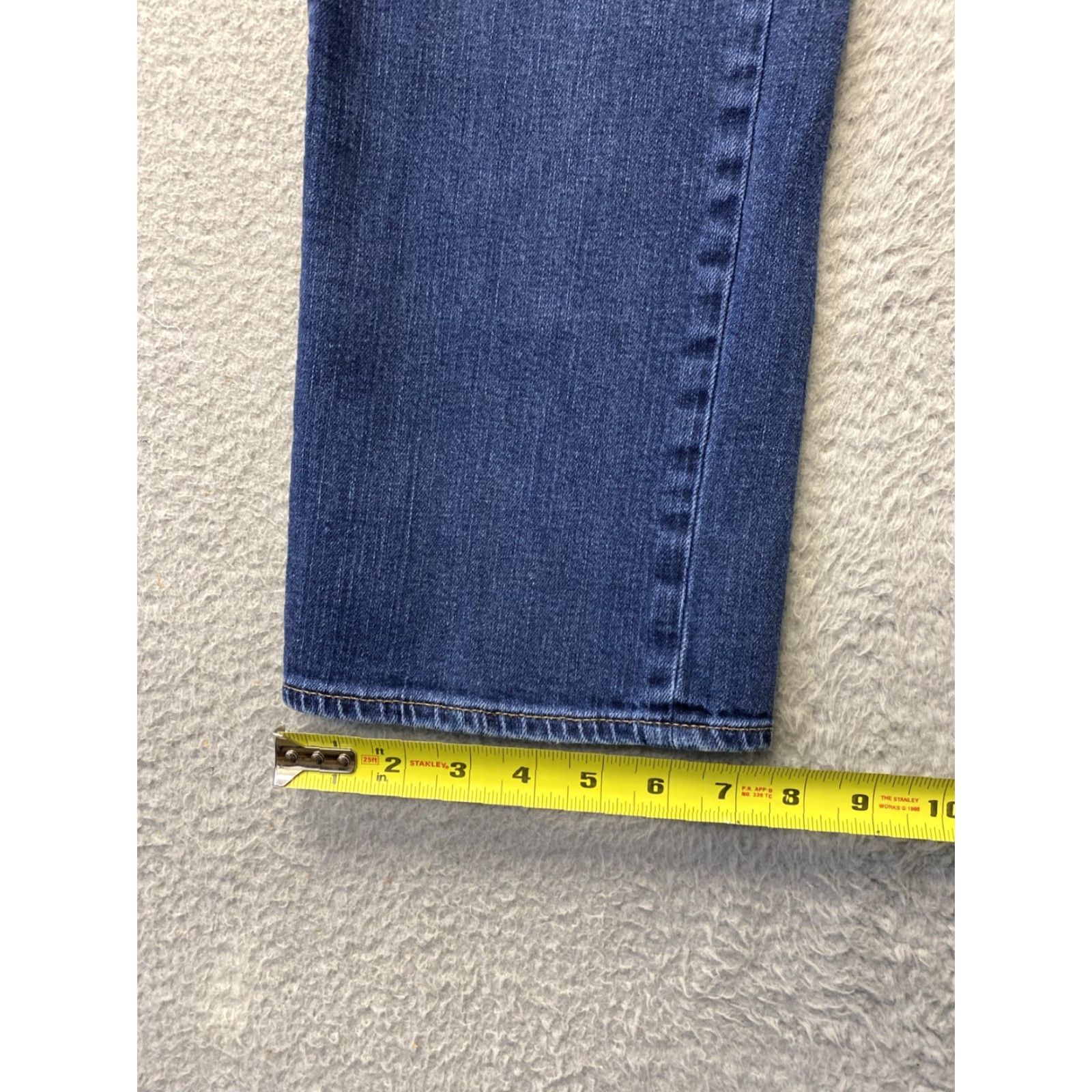 Lands' End Lands' End Jeans Women 12 Blue Dark Wash Straight Leg Zip Mid Rise Regular Inseam 25" Denim Cotton Logo Vintage No Size 34" / US 12 / IT 48 - 6 Thumbnail