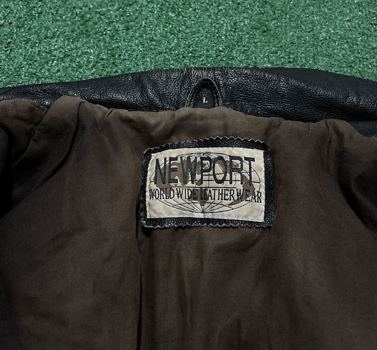 Leather × Vintage Real Leather Jacket Vintage 90s Genuine Newport Size US L / EU 52-54 / 3 - 5 Thumbnail