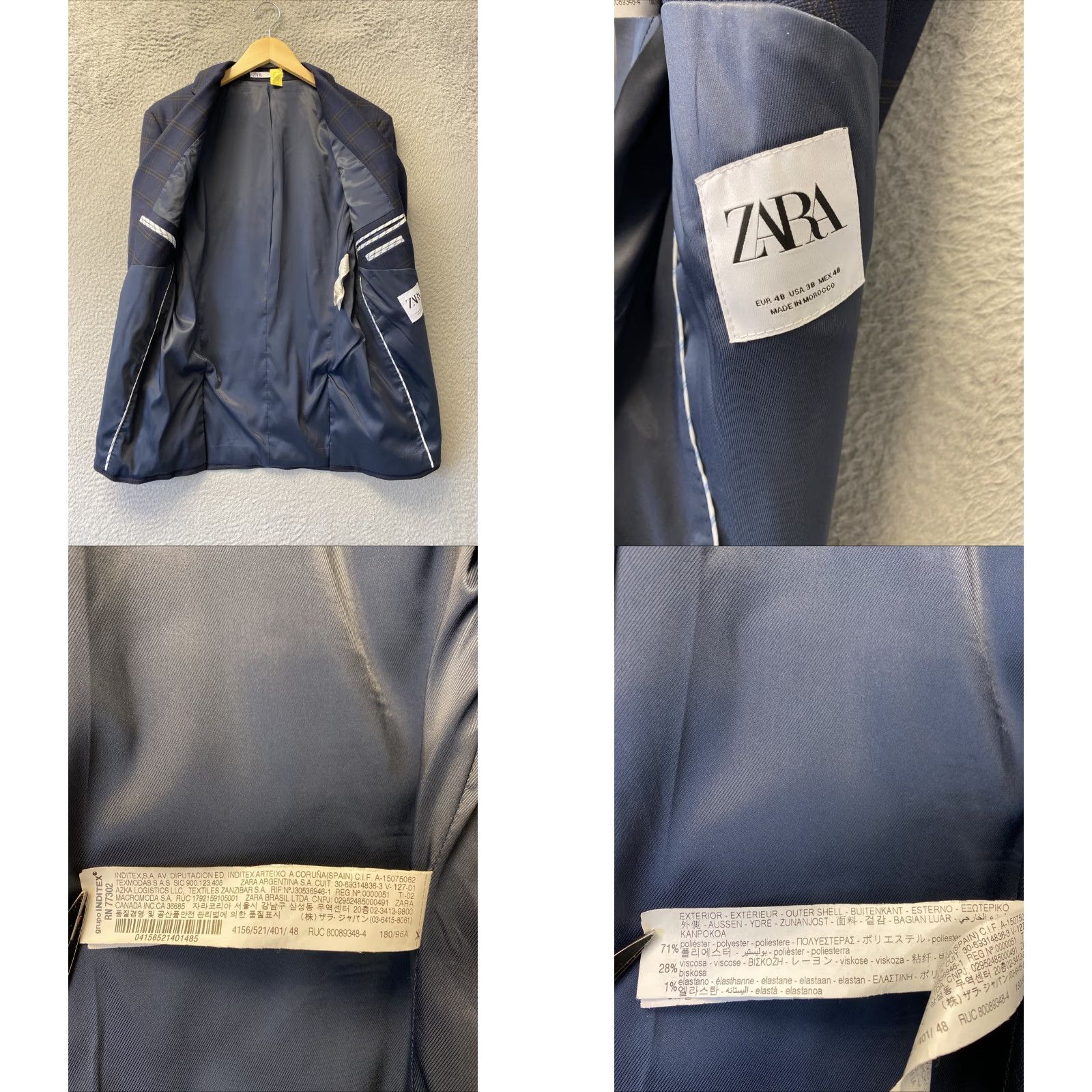 Zara Zara Plaid Check Blazer 38R Medium Navy Gold / 143-11 existence? Size 38R - 8 Thumbnail