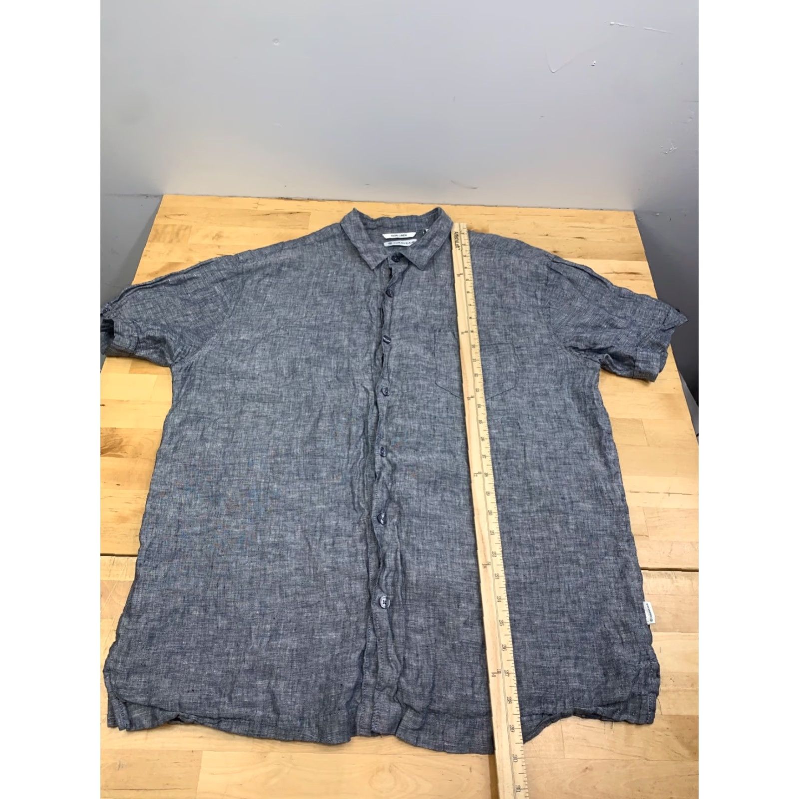 Cubavera Cubavera Shirt Men L Blue Linen Button-Up Short Sleeve Casual Beach 22464 Size US L / EU 52-54 / 3 - 3 Thumbnail