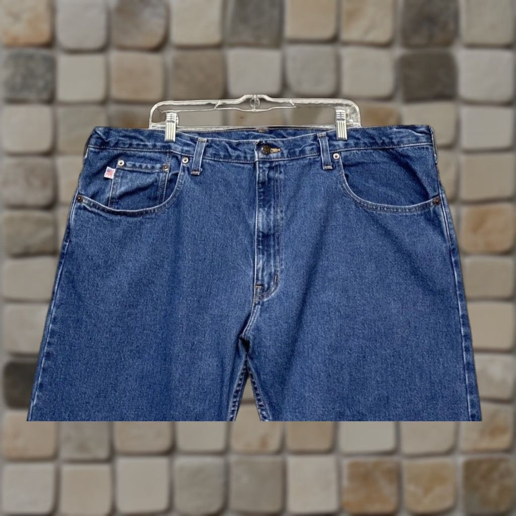 Vintage All American Jeans Men's 44x30 Denim Dark Wash 5-Pocket Straight Regular Fit USA Made Belt Loops 46x30 46x30? Size US 44 / EU 60 - 1 Thumbnail