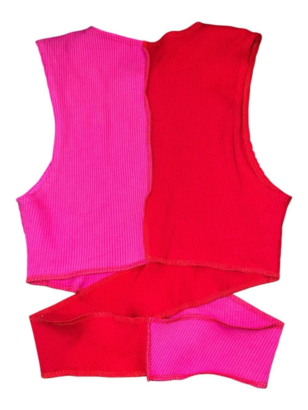 Other Naked Wardrobe Contrast Crop Top XL Red Pink Ribbed Cutout Size XL / US 12-14 / IT 48-50 - 2 Thumbnail