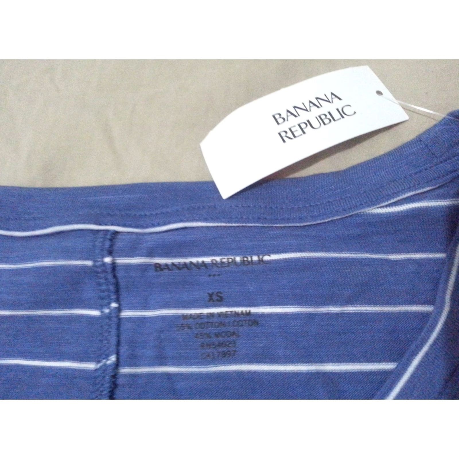 Banana Republic VINTAGE Banana Republic Women Blouse XS Blue Striped Cotton Shirt Womens XS Blue Stripes Blouse Size XS / US 0-2 / IT 36-38 - 3 Thumbnail