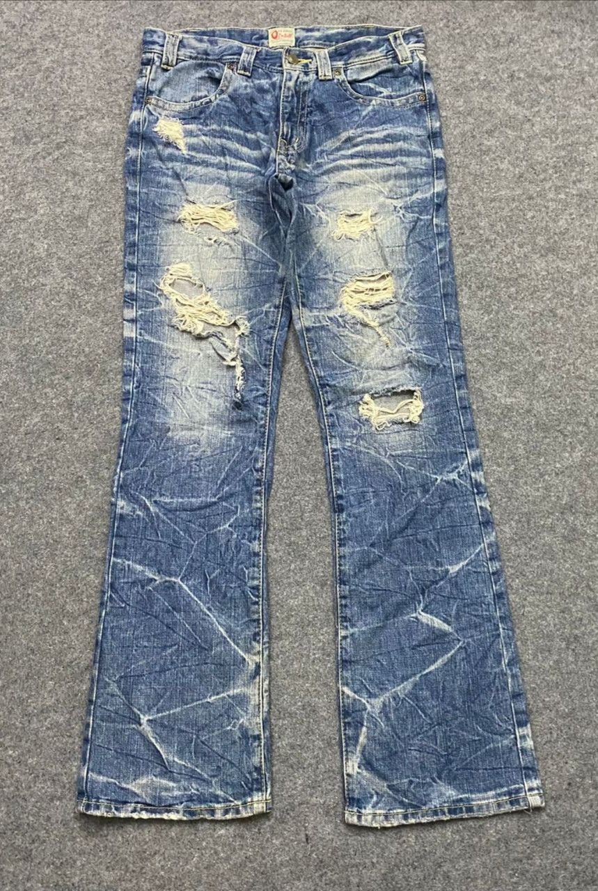 If Six Was Nine 💥Flare💥Vintage Ozz First Pikball Distressed Denim Size US 32 / EU 48 - 2 Thumbnail