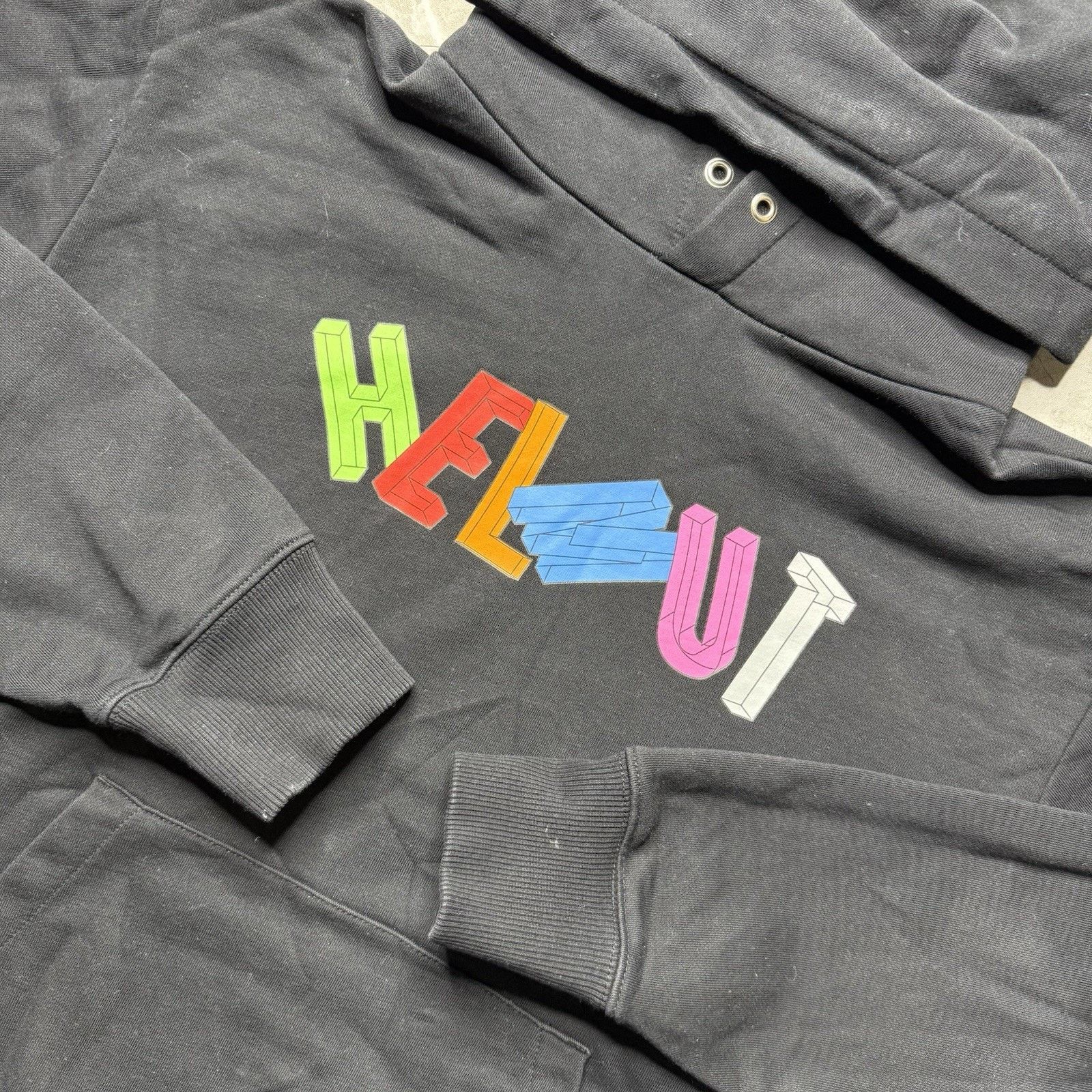 Helmut Lang 3D Logo Spell Out Men’s Black Hoodie Small