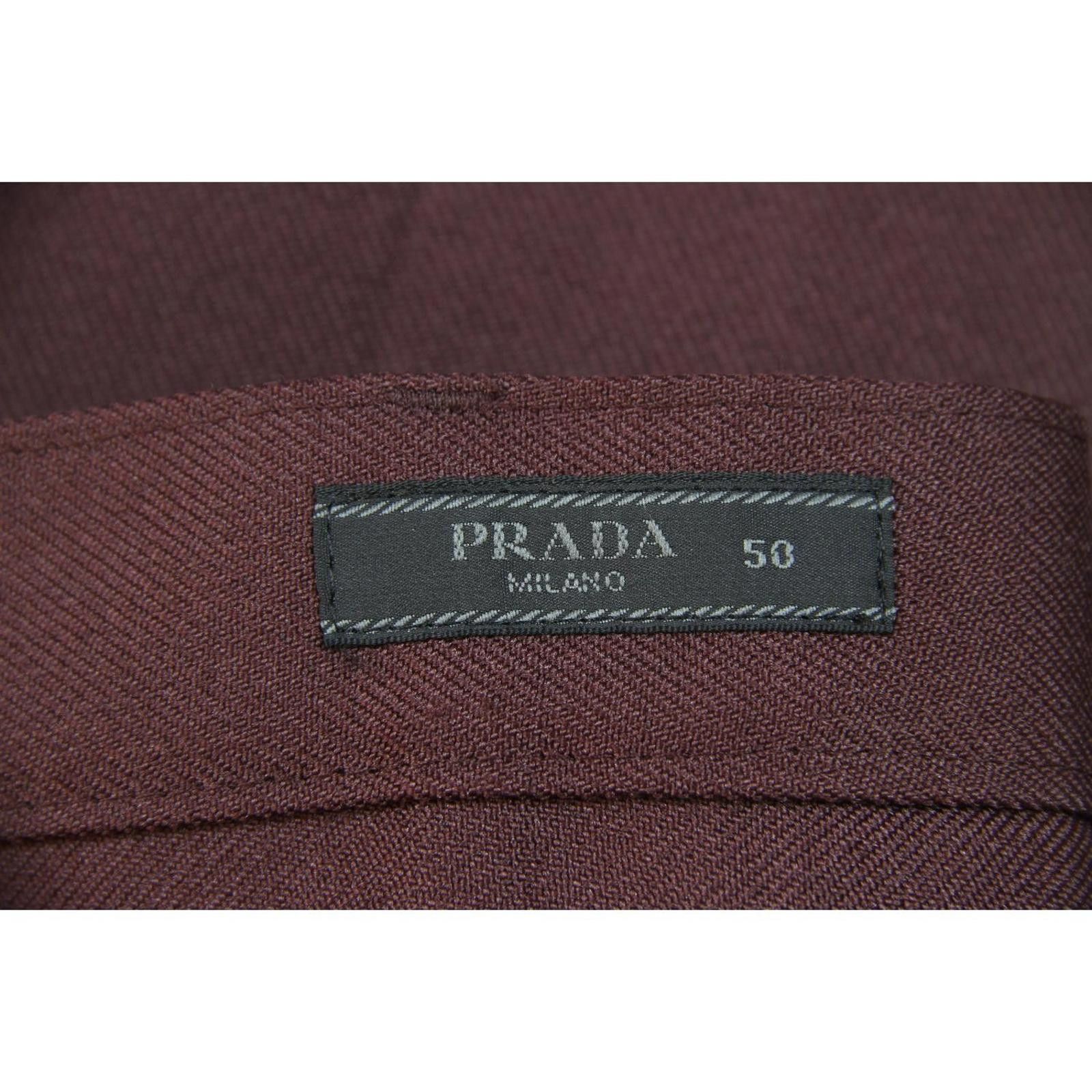Prada Prada Men's F/W 17 Burgundy Twill Rubber Logo Trouser 50 Size US 44 / EU 60 - 4 Thumbnail