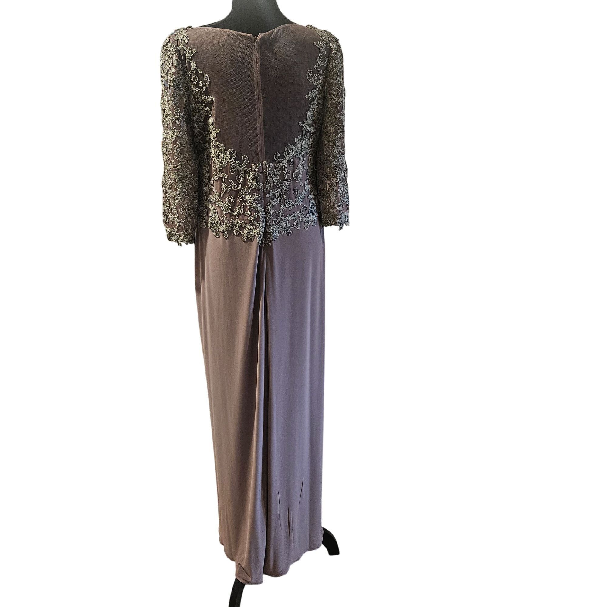 Other Jade Couture by Jasmine Lace Gown Gray 12 Formal Evening Dre Size XL / US 12-14 / IT 48-50 - 13 Thumbnail