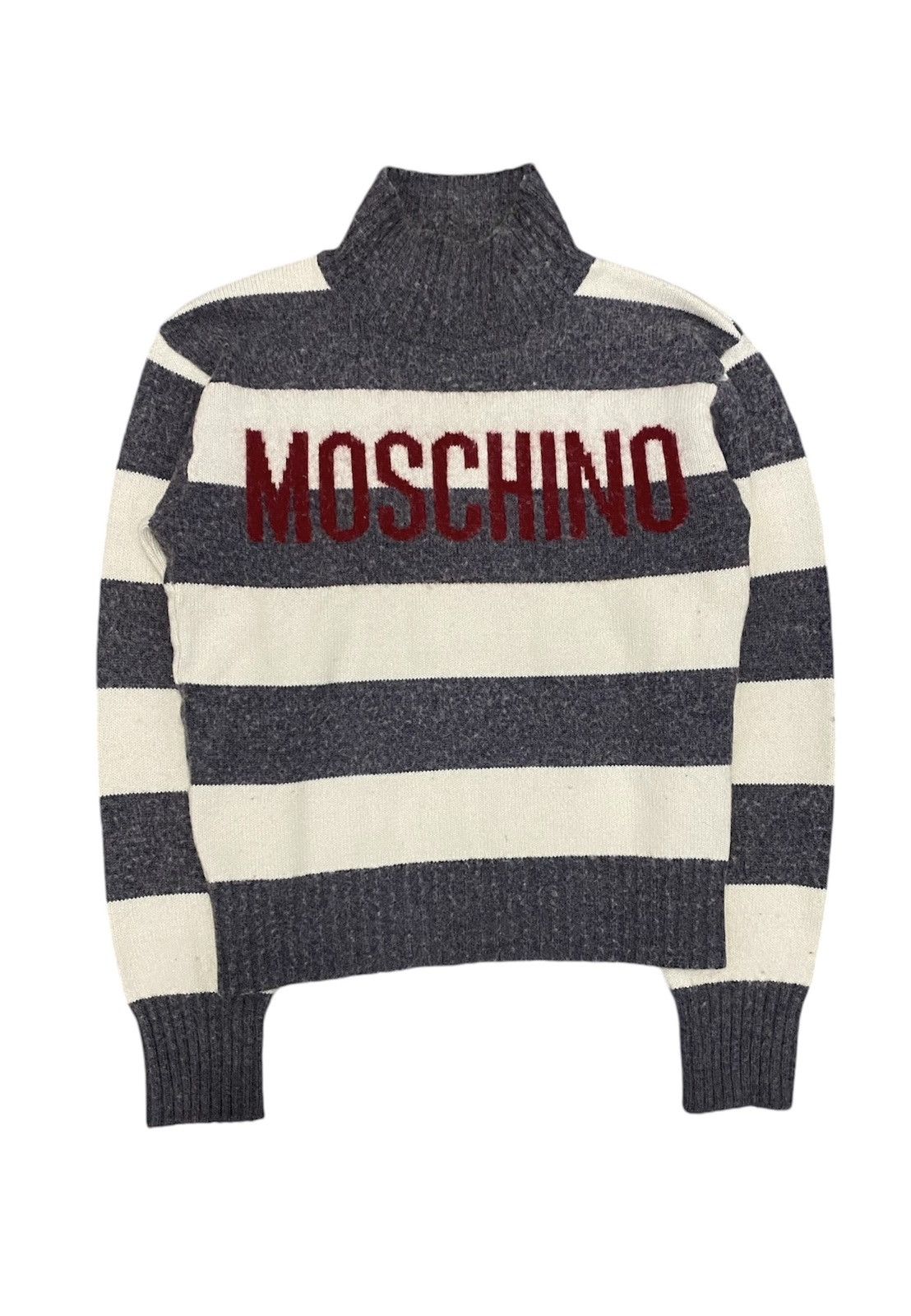 Moschino × Vintage 1990s wool knit striped logo Size S / US 4 / IT 40 - 1 Thumbnail