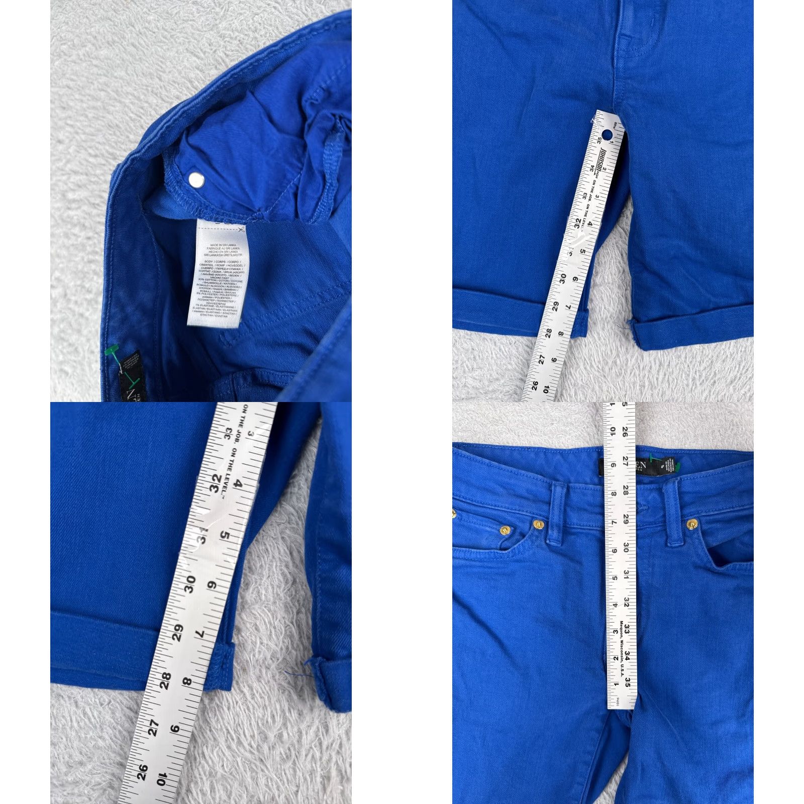 Ralph Lauren Lauren Ralph Lauren Shorts Women 4P Blue Denim 27x8 Chino 5-Pocket Regular Mid Rise 8 in Solid Button Hem Casual Travel Activewear Workwear Womens Size 27" / US 4 / IT 40 - 8 Thumbnail