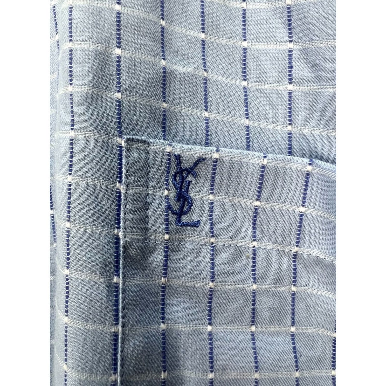 Yves Saint Laurent Yves Saint Laurent Shirt Men Long Sleeve Button-Up Size L Blue Vtg Size US L / EU 52-54 / 3 - 4 Thumbnail