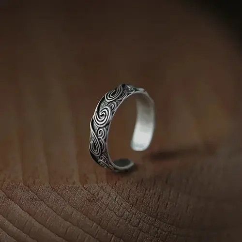 Other Spiral Abstract Circle Silver Modern Punk Art Psychedelic Size ONE SIZE - 1 Thumbnail
