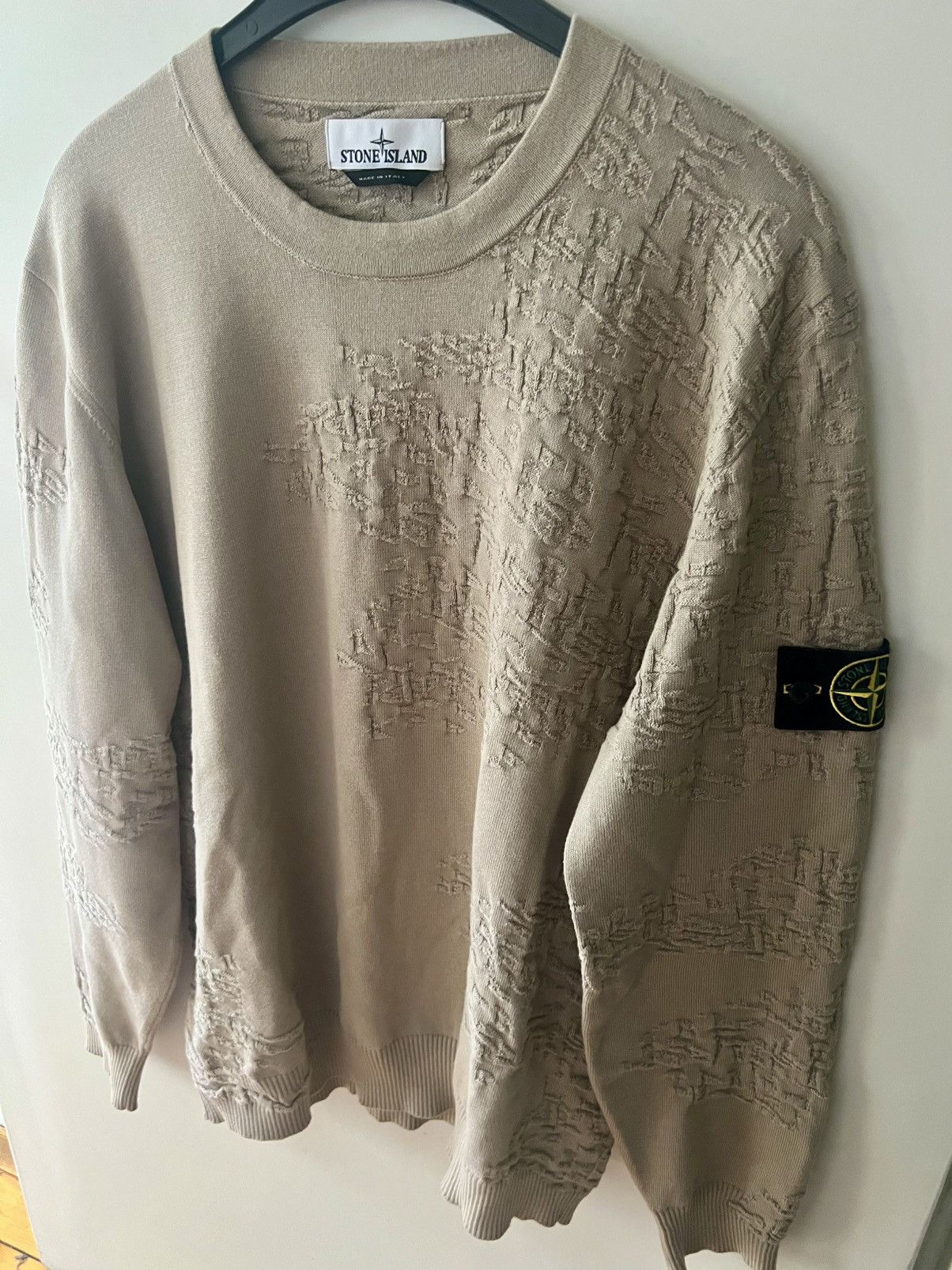 Stone Island Stone Island Beige Textured Knit Cotton Sweater Men Sz- XL Size US XL / EU 56 / 4 - 2 Thumbnail
