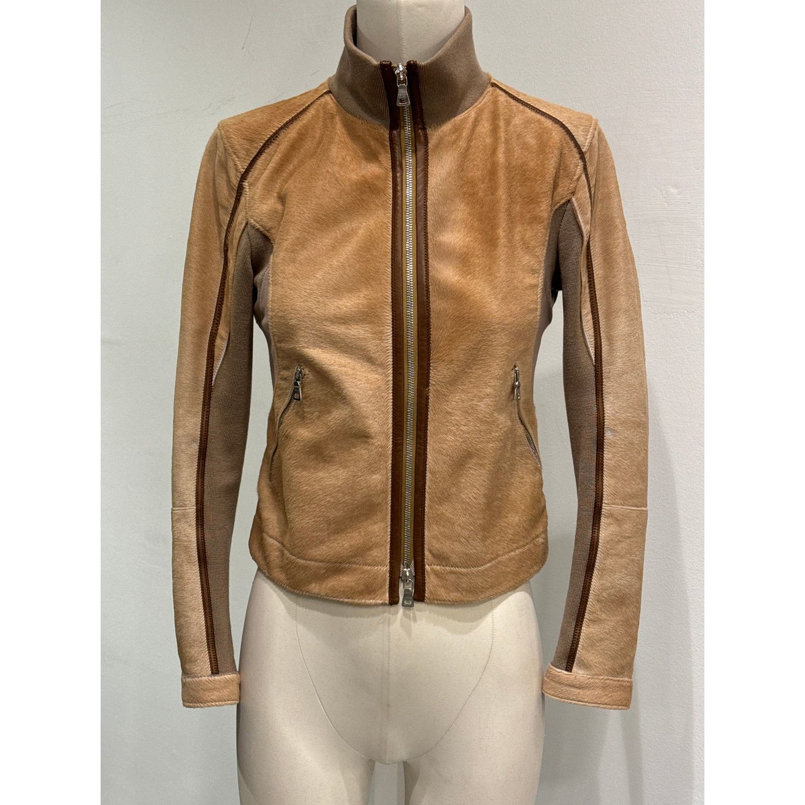 Prada 2000s Prada pony hair hybrid leather biker jacket Size S / US 4 / IT 40 - 1 Thumbnail