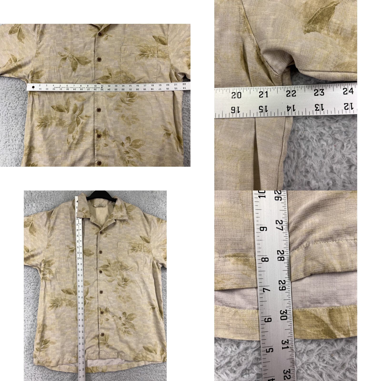 Tommy Bahama Tommy Bahama Shirt Mens Large Beige Floral Leaf Hawaiian 100% Silk Beach Resort Shirt Size US L / EU 52-54 / 3 - 9 Thumbnail