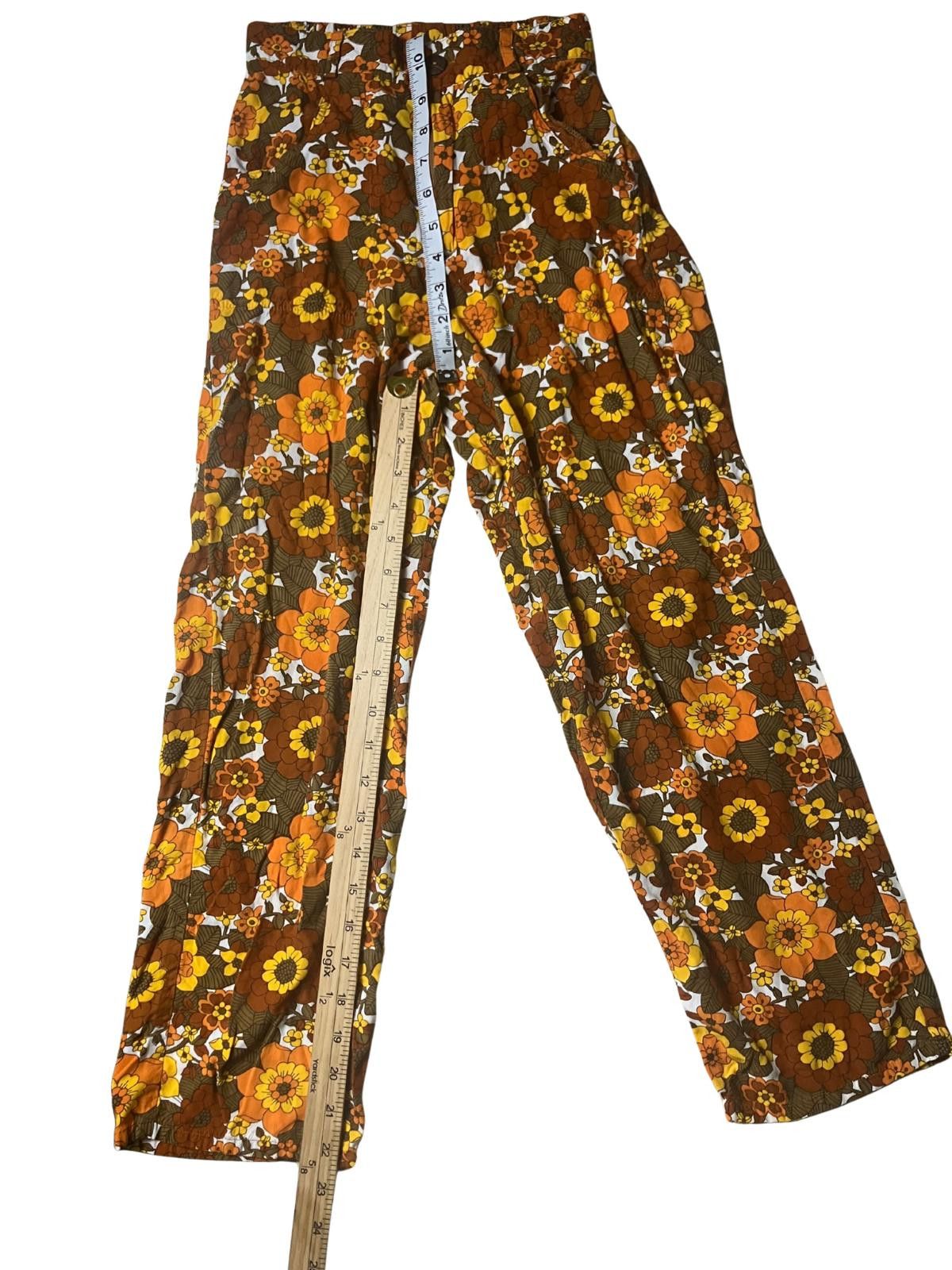 Other Vintage 70s Floral Wide Leg Pants Her Pony Rayon 6 Size 28" / US 6 / IT 42 - 4 Thumbnail