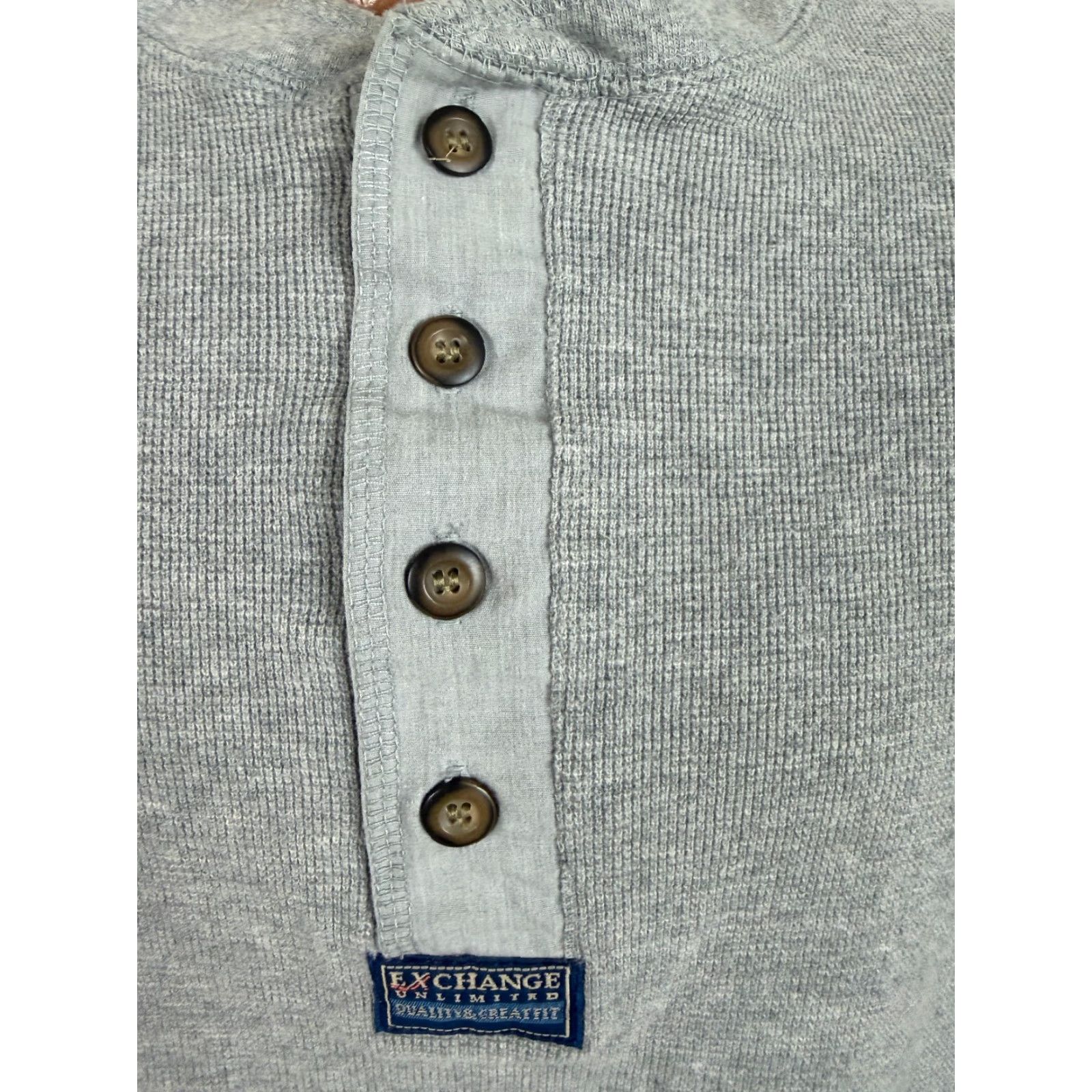Vintage VINTAGE 90s Waffle-Knit Shirt Men Medium Heather Gray Cotton T-Shirt Outdoor Grunge Hipster 90s Mens Middle Age? Size US M / EU 48-50 / 2 - 4 Thumbnail