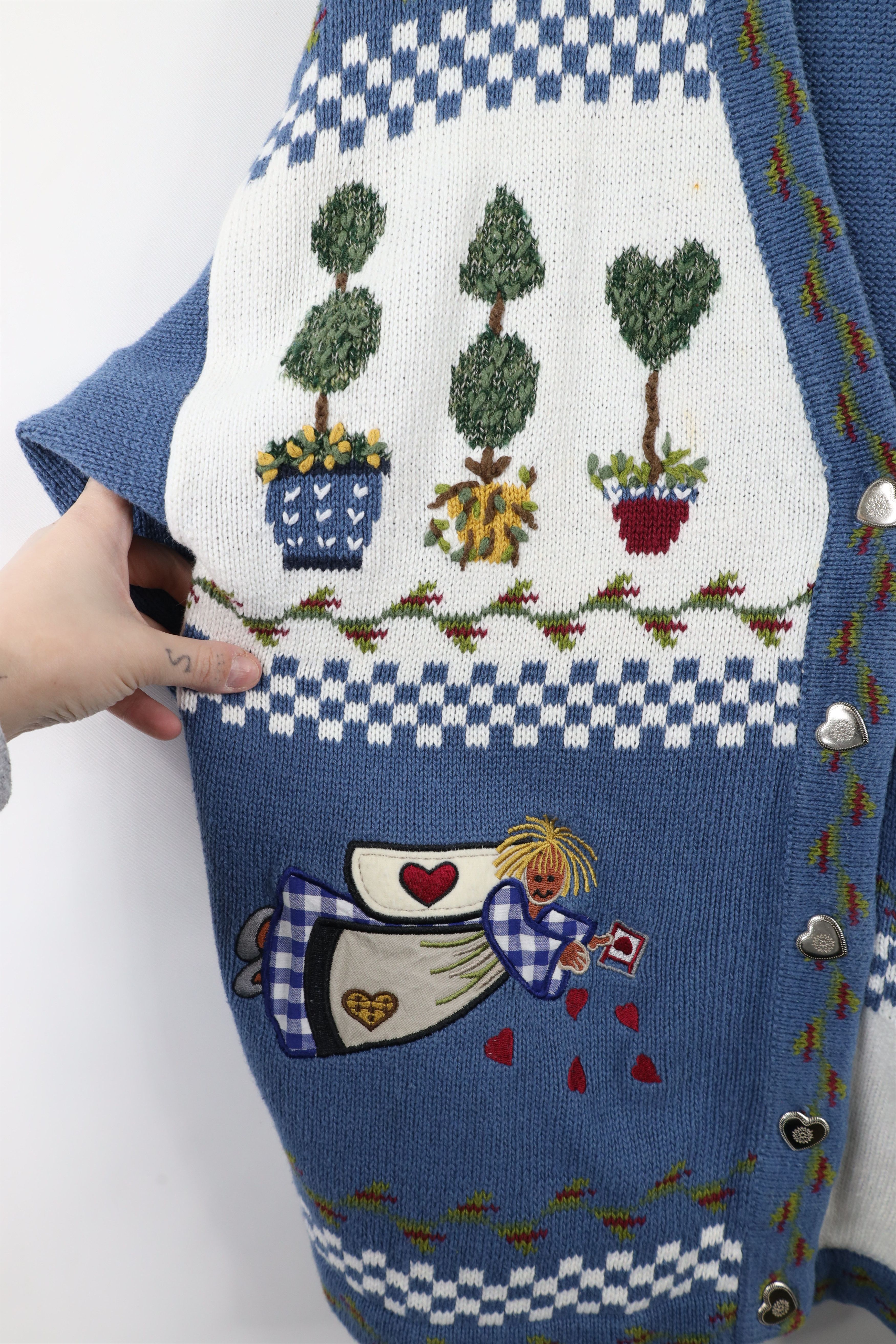 Vintage Vintage 90s Streetwear Angel Garden Tree Cardigan Sweater Size L / US 10 / IT 46 - 8 Thumbnail